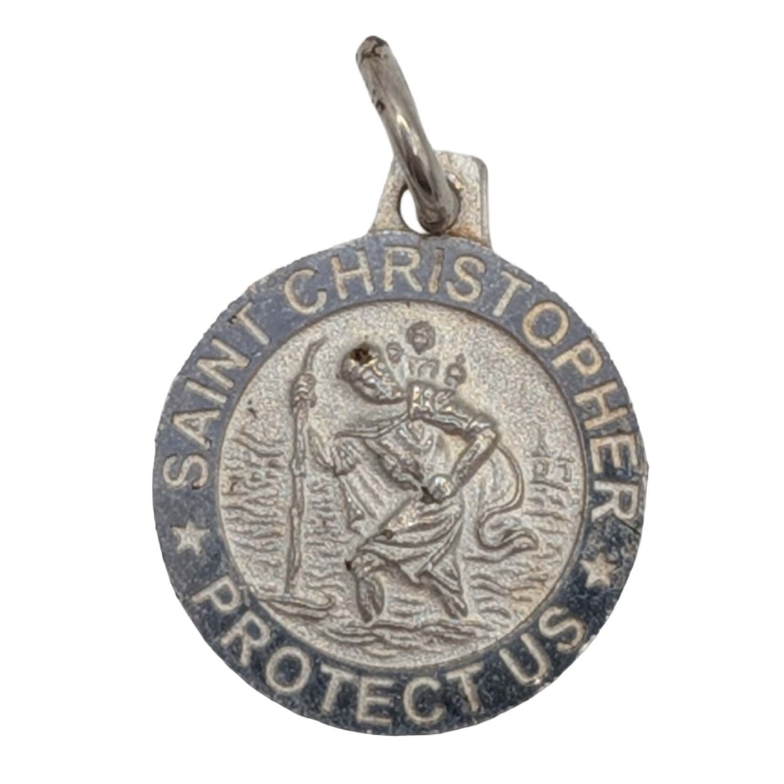 Signed Italy Sterling Silver Saint Christopher Charm Pendant (1 of 3)