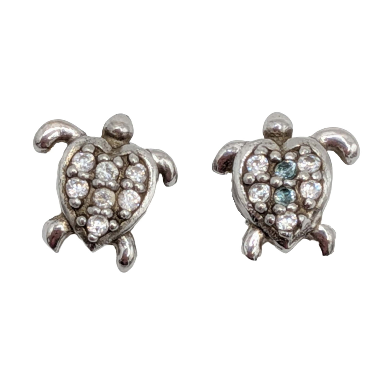 Signed Sterling Silver CZ Turtle Stud Earrings: Signed Sterling Silver, CZ Turtle Stud Earrings. Signed 925 FAS Thai. 1.6g