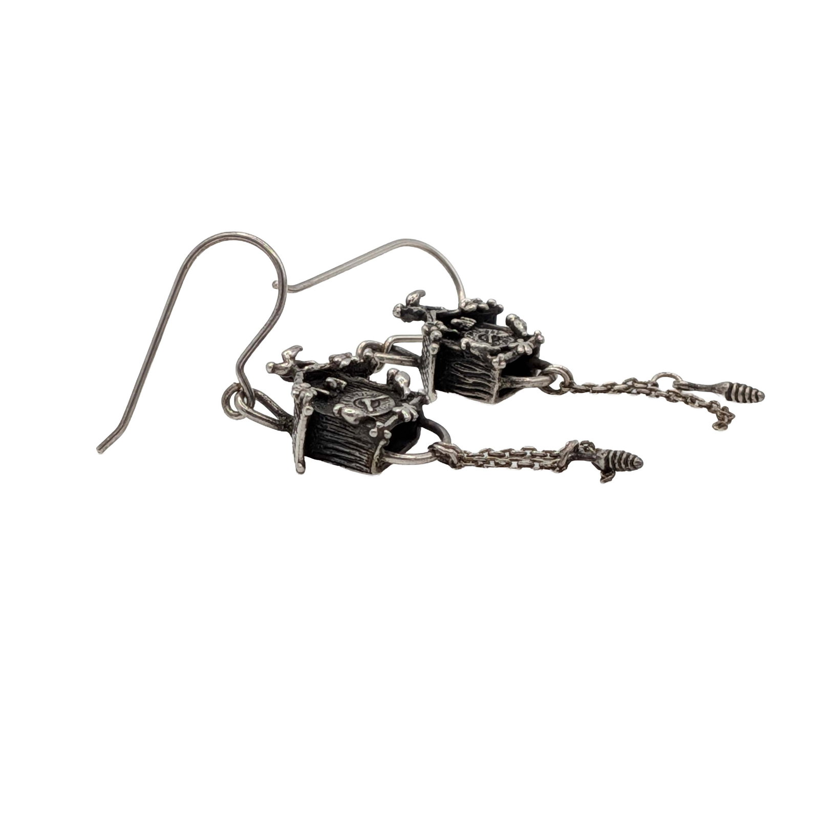 Sterling Silver Cuckoo Clock Dangle Earrings - 3