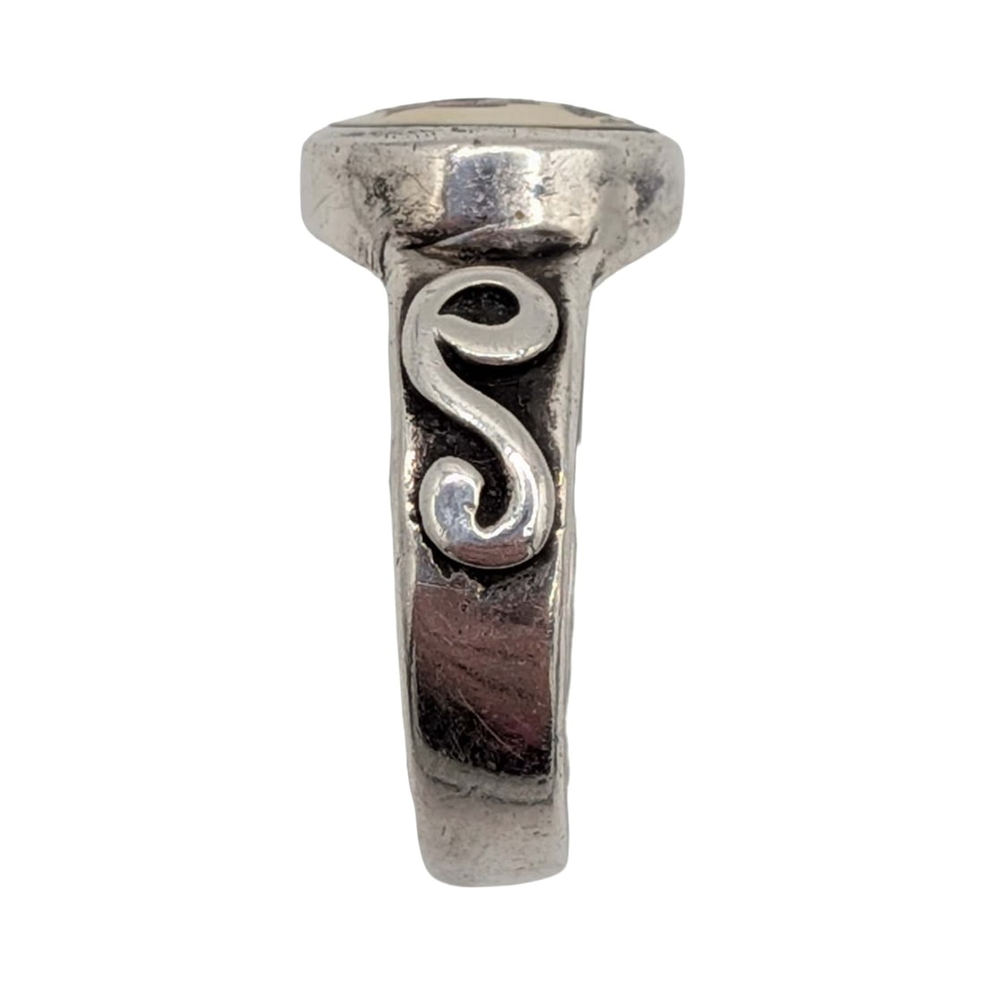 Signed Sterling Silver Rose Scroll Ring Size 6.5 - 2