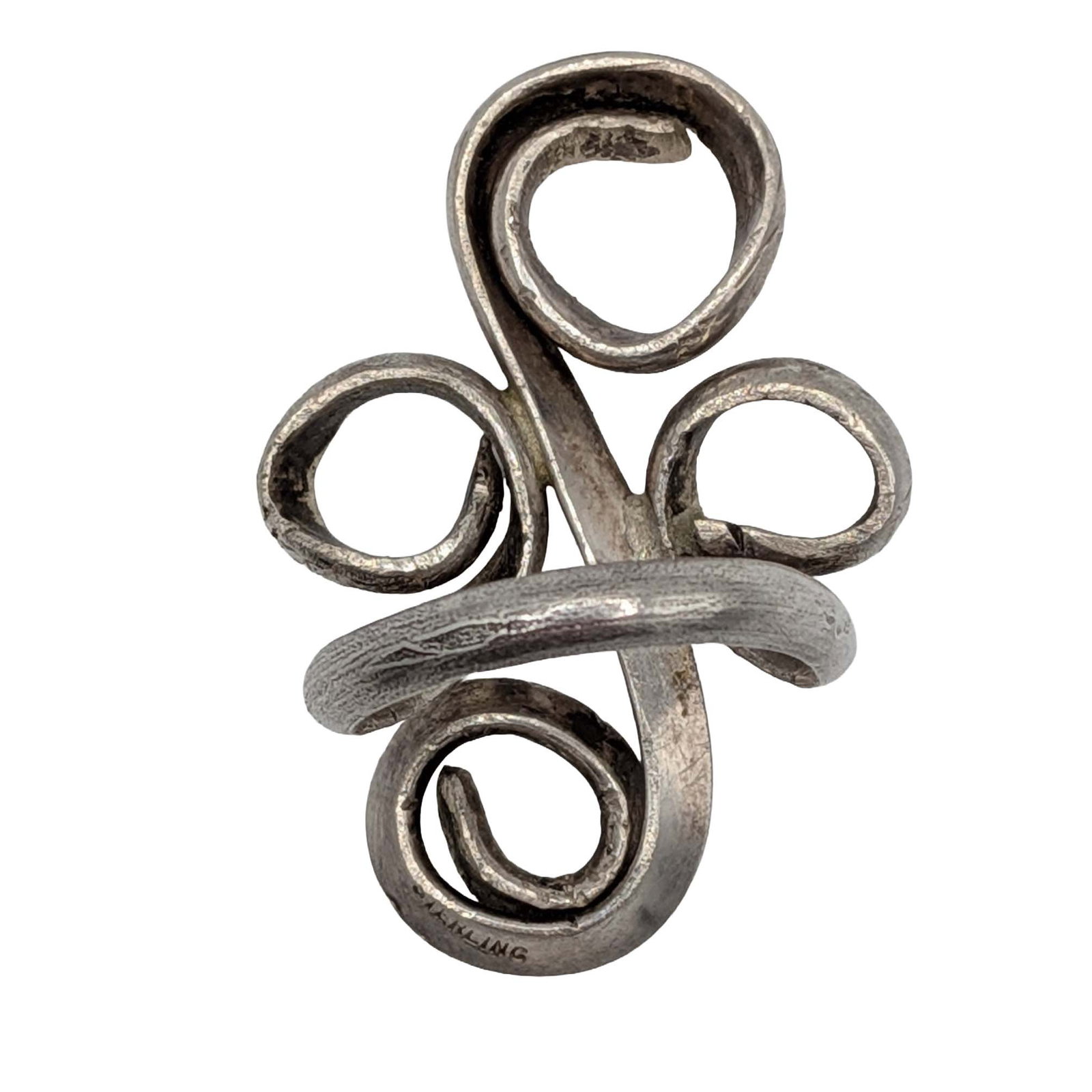 Handmade Sterling Silver Scroll Ring Size 8 - 3