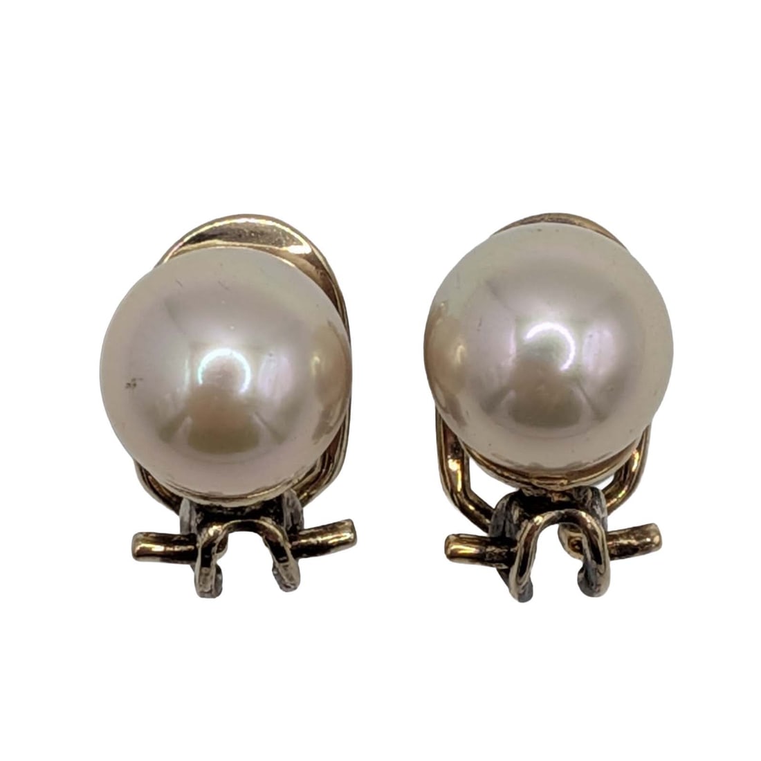 Gold Over Sterling Silver Faux Pearl Stud Earrings (1 of 4)