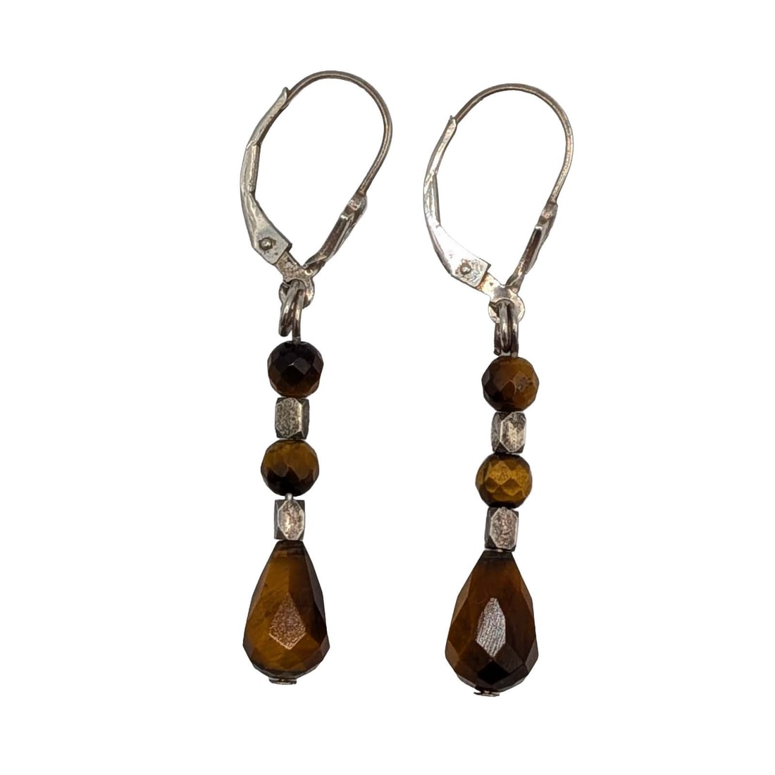 Sterling Silver Tigers Eye Beaded Drop Earrings (1 of 3)