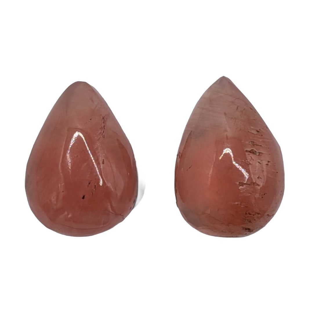 Sterling Silver Rose Quartz Hand Carved Teardrop Stud Earrings (1 of 3)