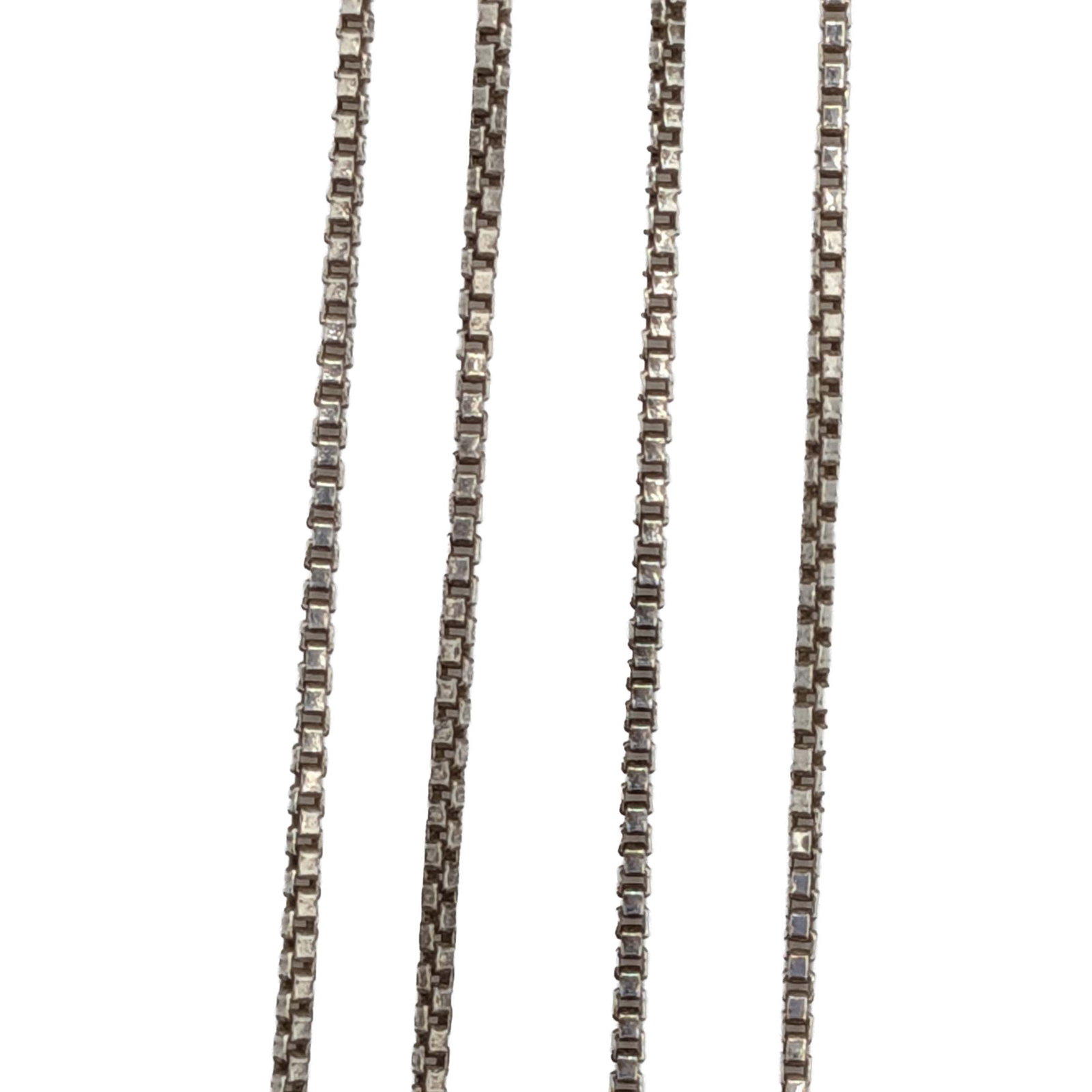 Italy Sterling Silver Box Chain Necklace: Italy Sterling Silver 1mm Box Chain Necklace. 18.5in Length. Signed 925 Italy. 1.8g