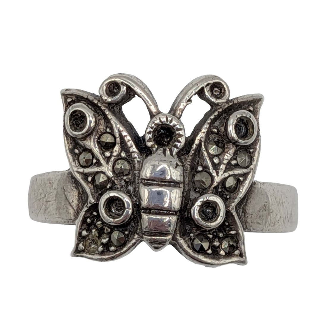 Murray Chuven Sterling Silver Marcasite Butterfly Ring Size 7.5 (1 of 6)
