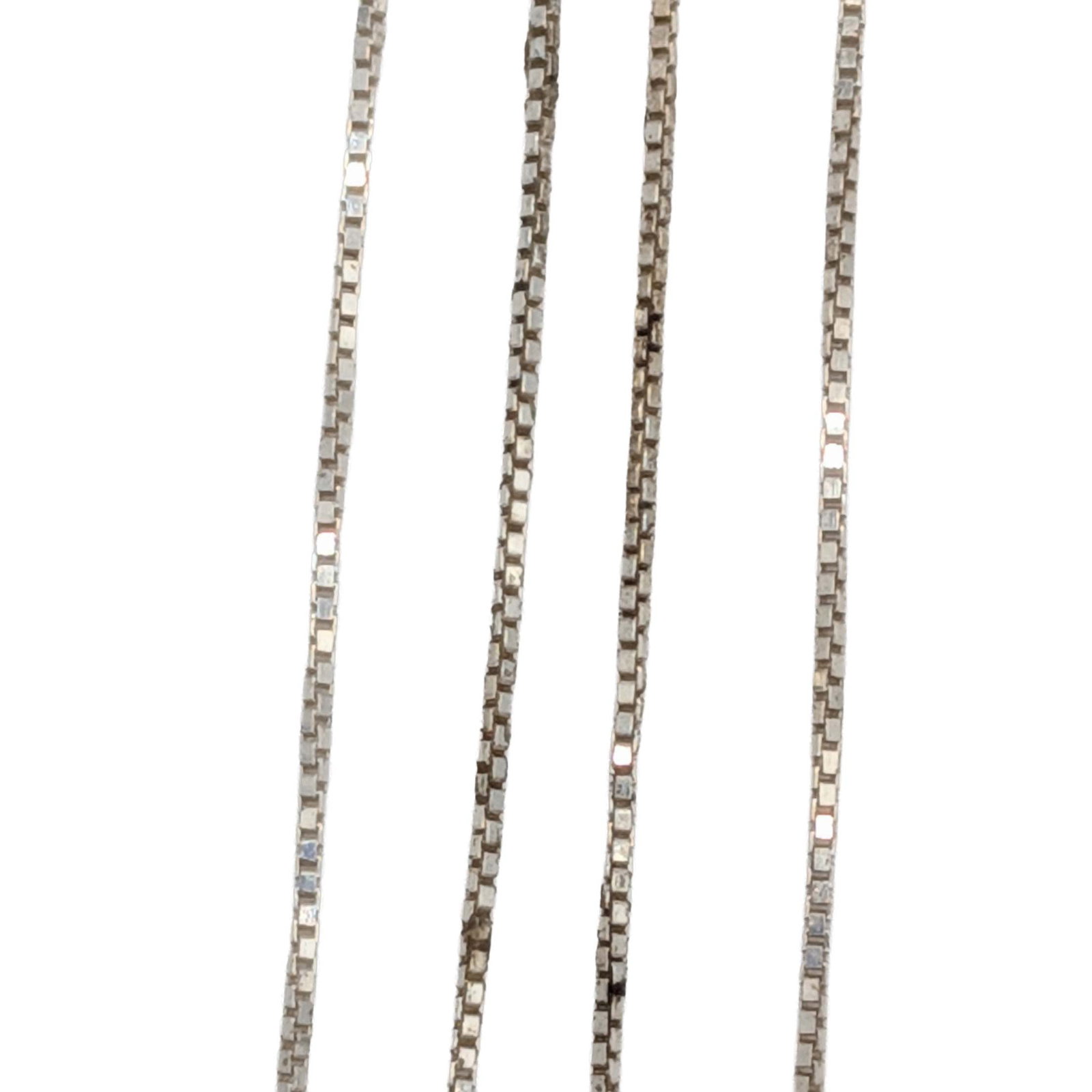Italy Sterling Silver Box Chain Necklace: Italy Sterling Silver 1mm Box Chain Necklace. 22in Length. Signed 925 Italy. 1.6g