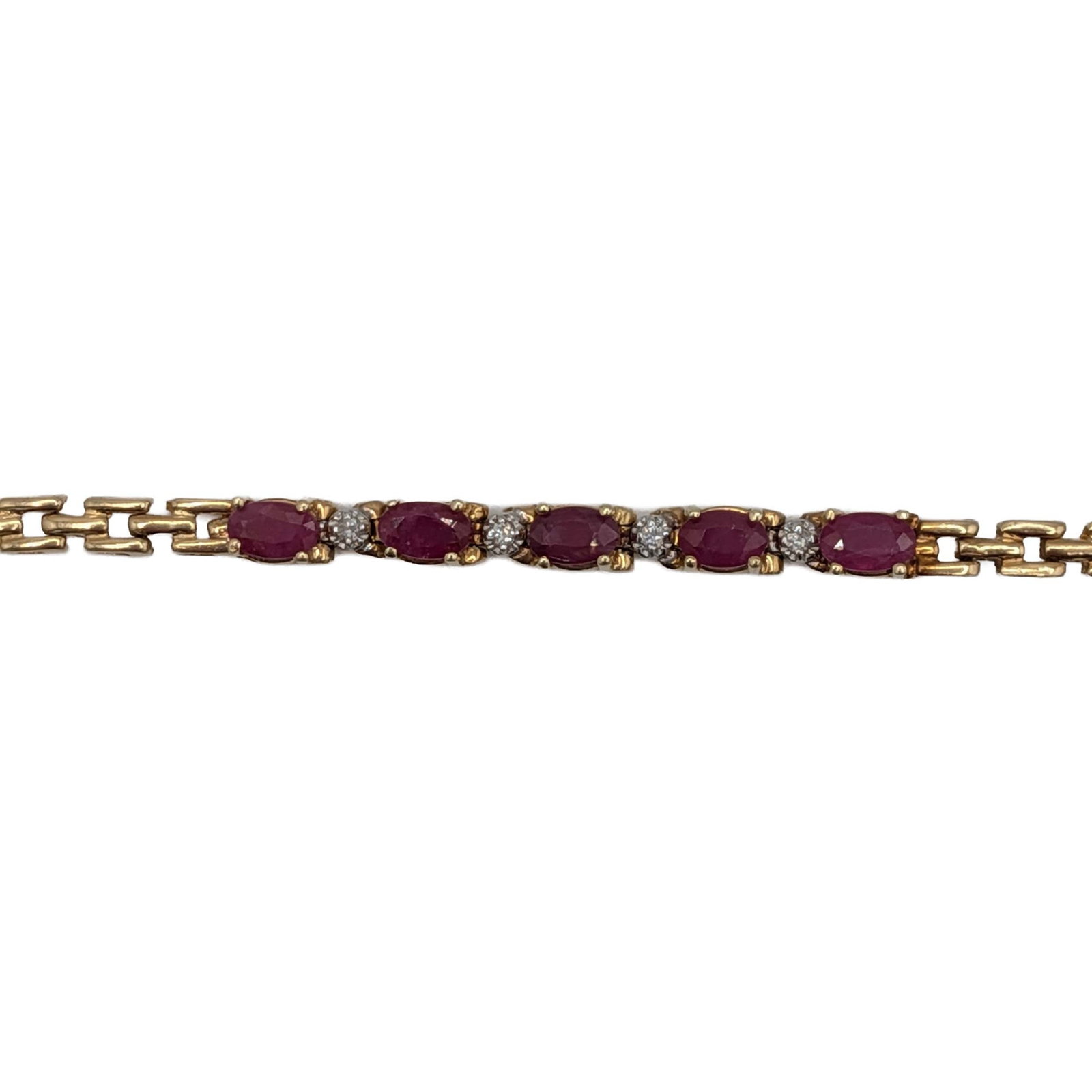 Gold Over Sterling Silver Ruby White Sapphire Bracelet (1 of 4)