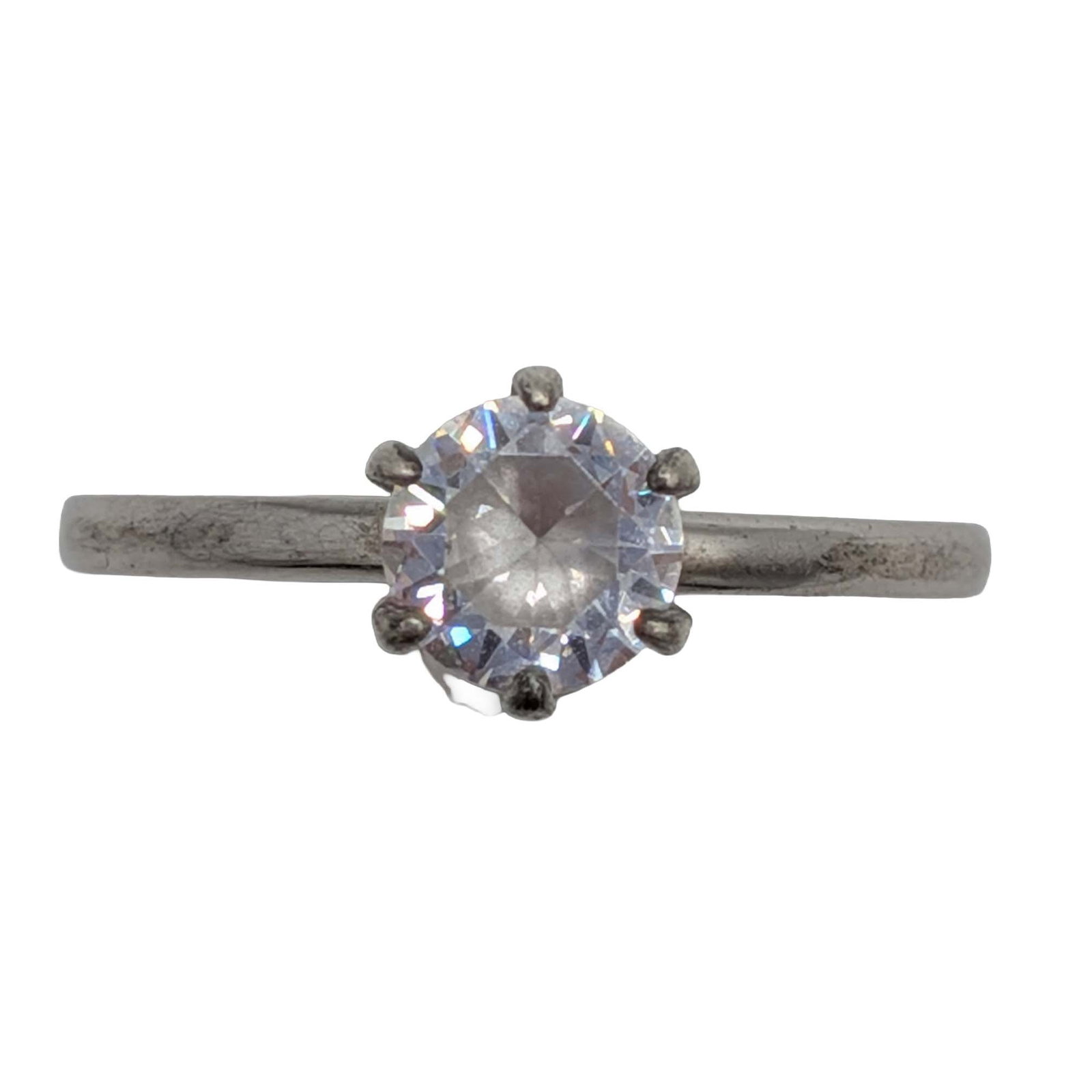 Sterling Silver CZ Solitaire Ring Size 9: Sterling Silver, CZ Solitaire Ring. Size 9. Signed 925. 2.5g