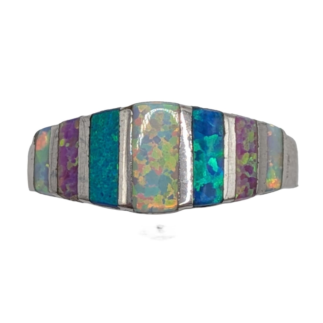 Sterling Silver Opal Inlay Ring Size 7 (1 of 4)
