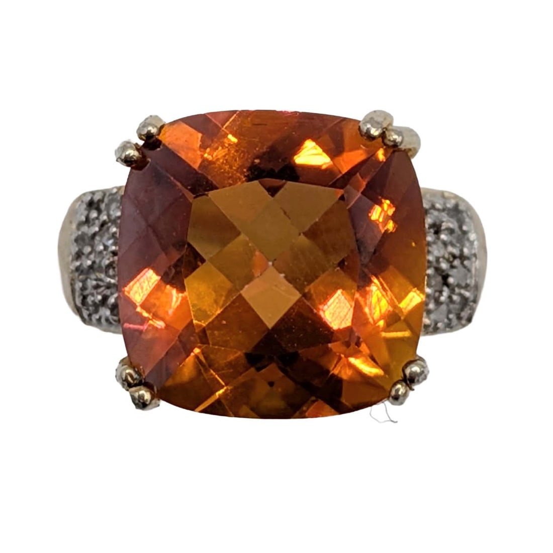 Signed Gold Over Sterling Silver Diamond Tourmaline High Set Ring Size 7.25: Signed Gold Over Sterling Silver, Diamond, Tourmaline High Set Ring. Size 7.25. Signed RT 925. 5.3g