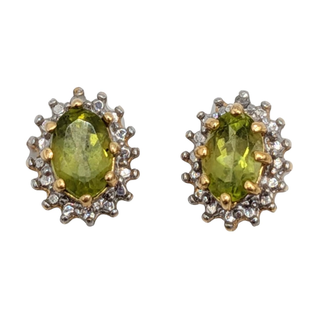 Ross Simons Gold Over Sterling Silver Diamond Peridot Halo Stud Earrings (1 of 4)