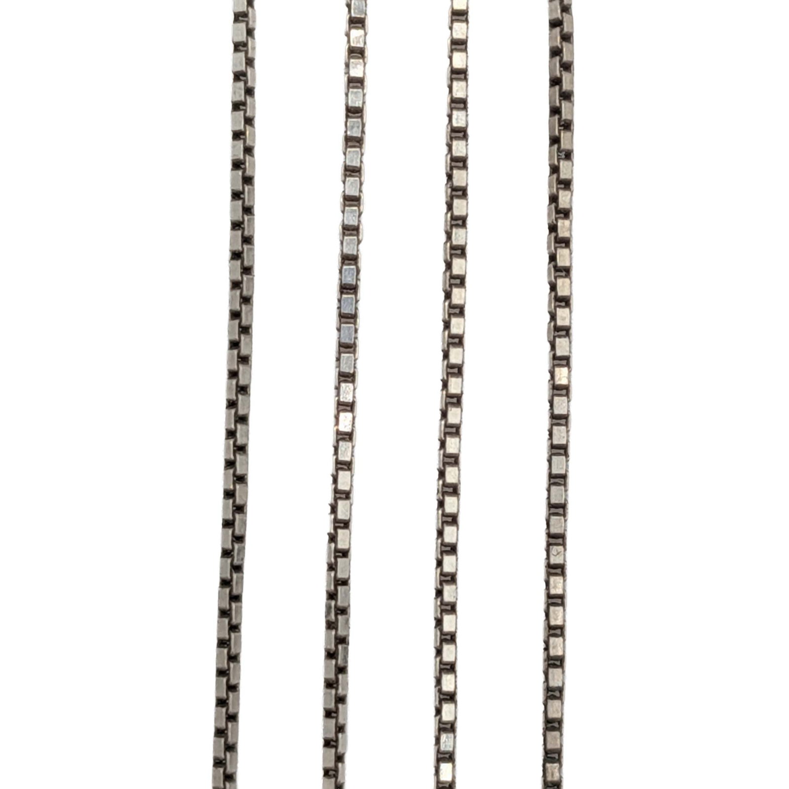 Italy Sterling Silver Box Chain Necklace: Italy Sterling Silver 1mm Box Chain Necklace. 18.5in Length. Signed 925 Italy. 1.8g
