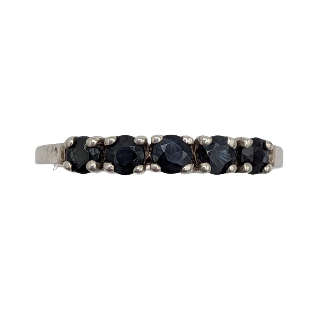 Signed Sterling Silver Sapphire 5 Stone Band Ring Size 7 (1 of 6)