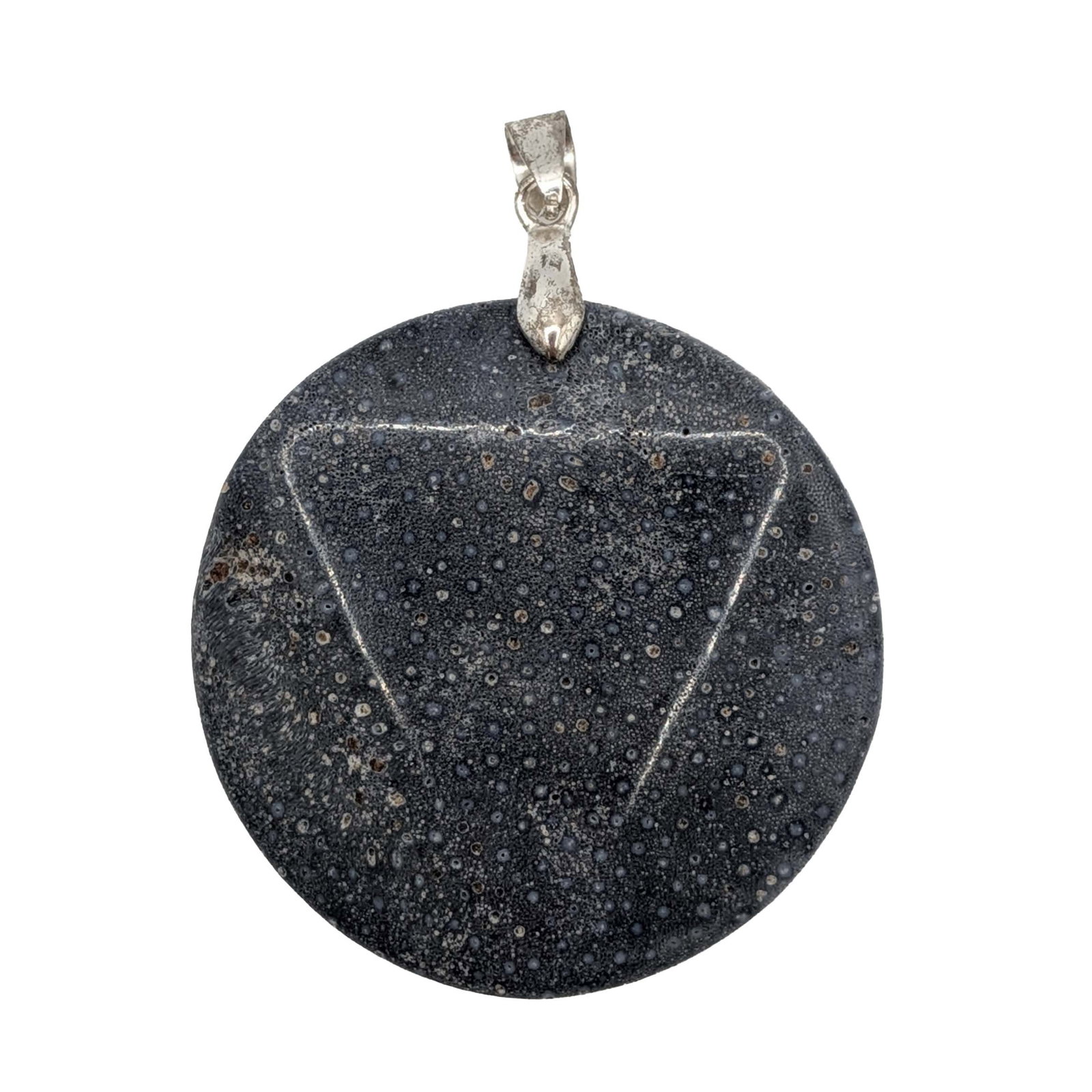 Sterling Silver Fossilized Blue Coral Carved Pendant (1 of 4)