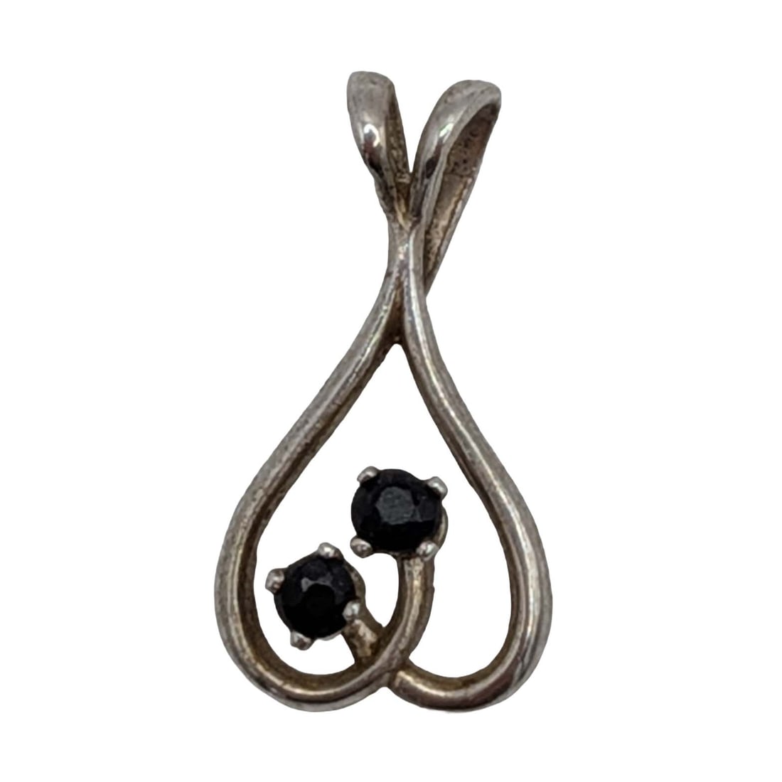 Sterling Silver Blue Topaz Double Stone Drop Pendant (1 of 3)