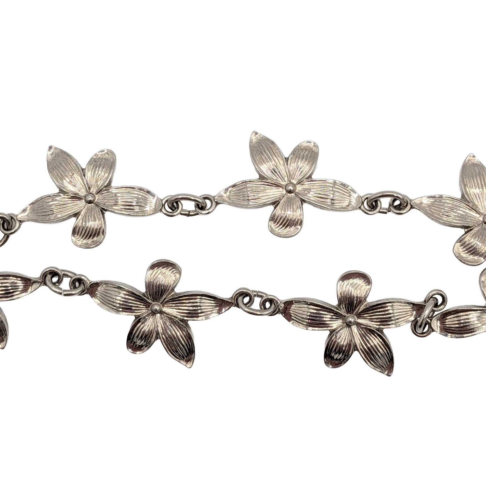Sterling Silver Flower Link Bracelet (1 of 4)