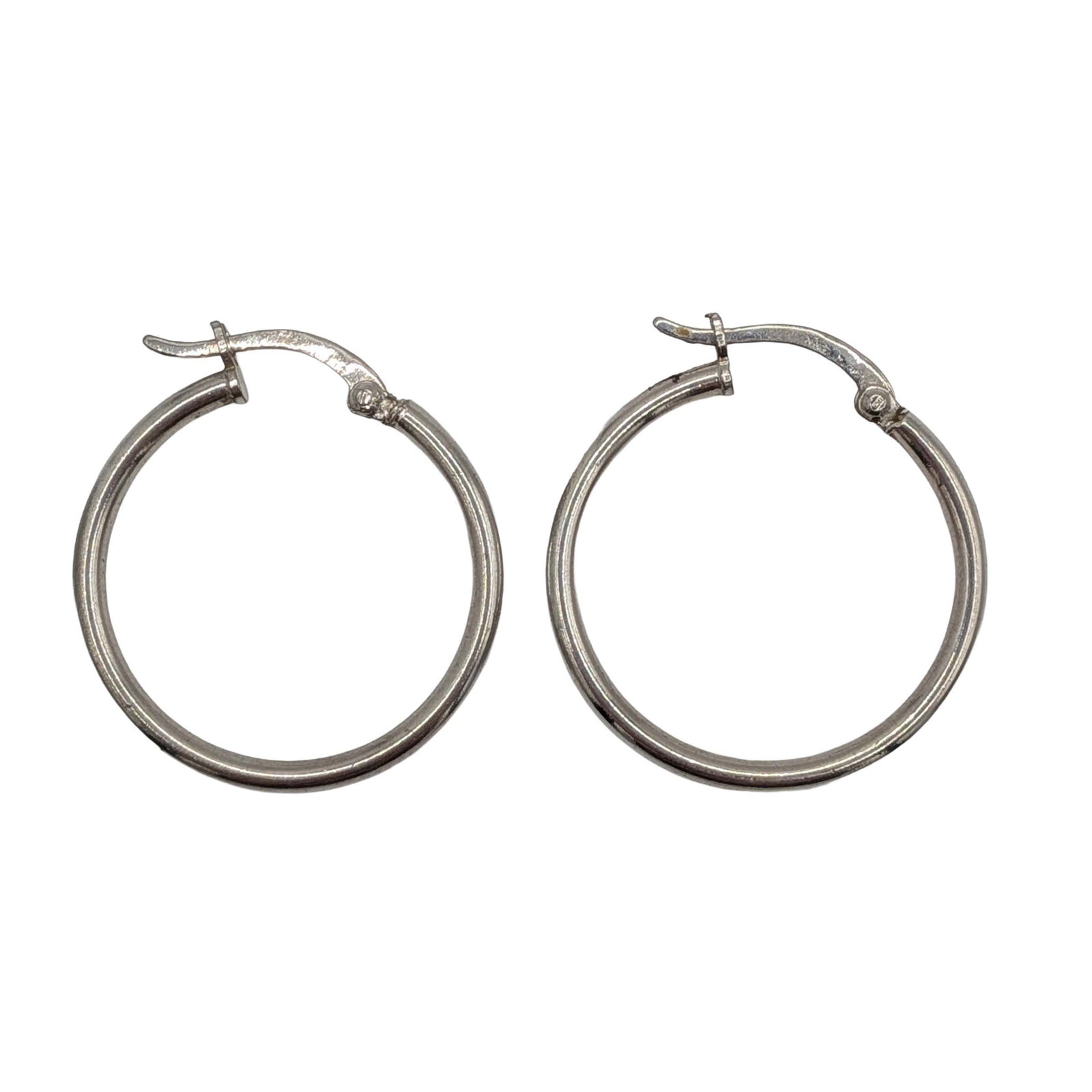 Signed Sterling Silver Medium Hoop Earrings (1 of 3)