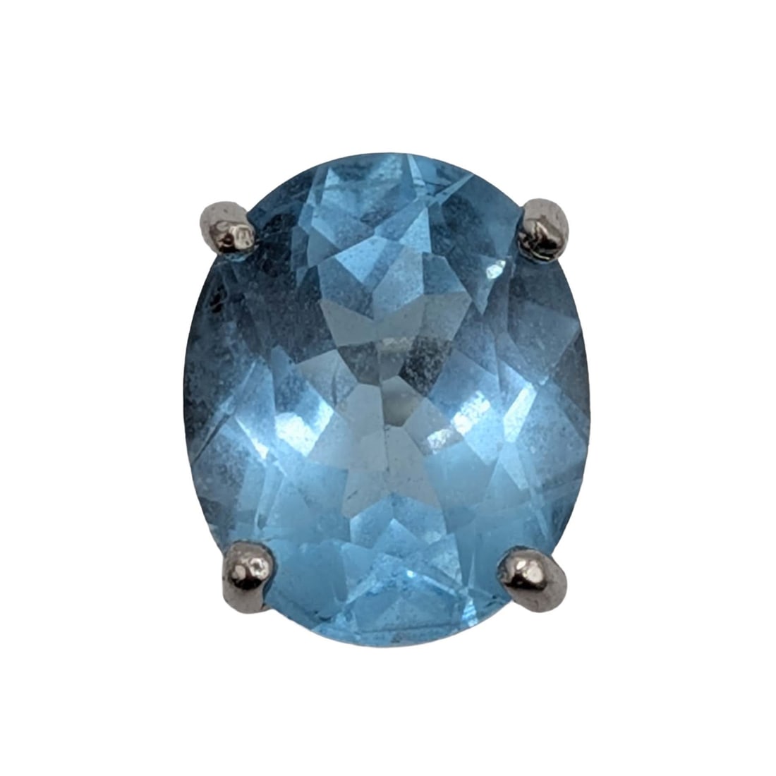 Signed Sterling Silver Blue Topaz Solitaire Ring Size 7.5: Signed Sterling Silver, Blue Topaz Solitaire Ring. Size 7.5. Signed NF 925. 3.6g