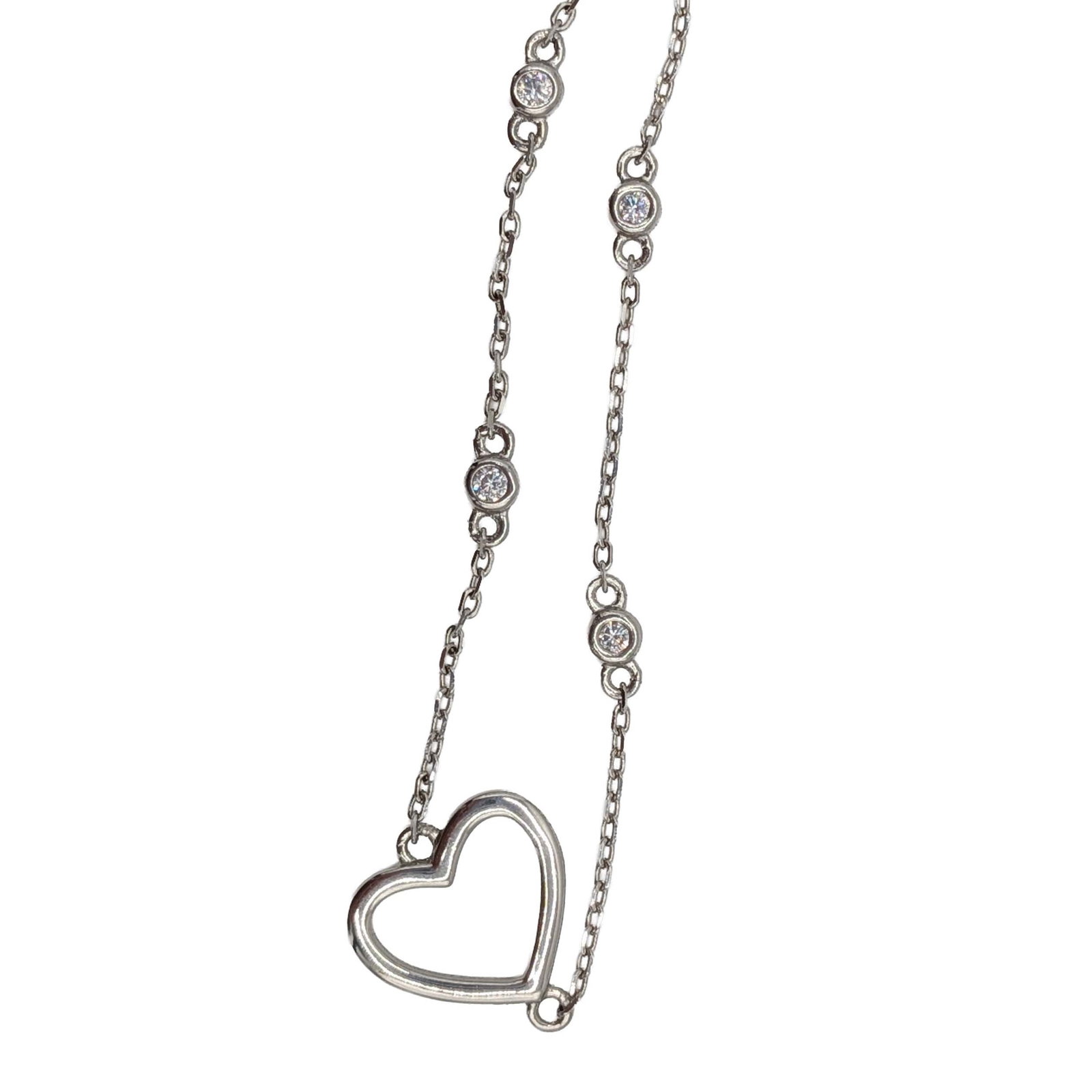 Signed Sterling Silver CZ Section Link Heart Bracelet: Signed Sterling Silver, CZ Link Heart Bracelet. 7.25-8.5in Length. Signed K 925. 1.6g