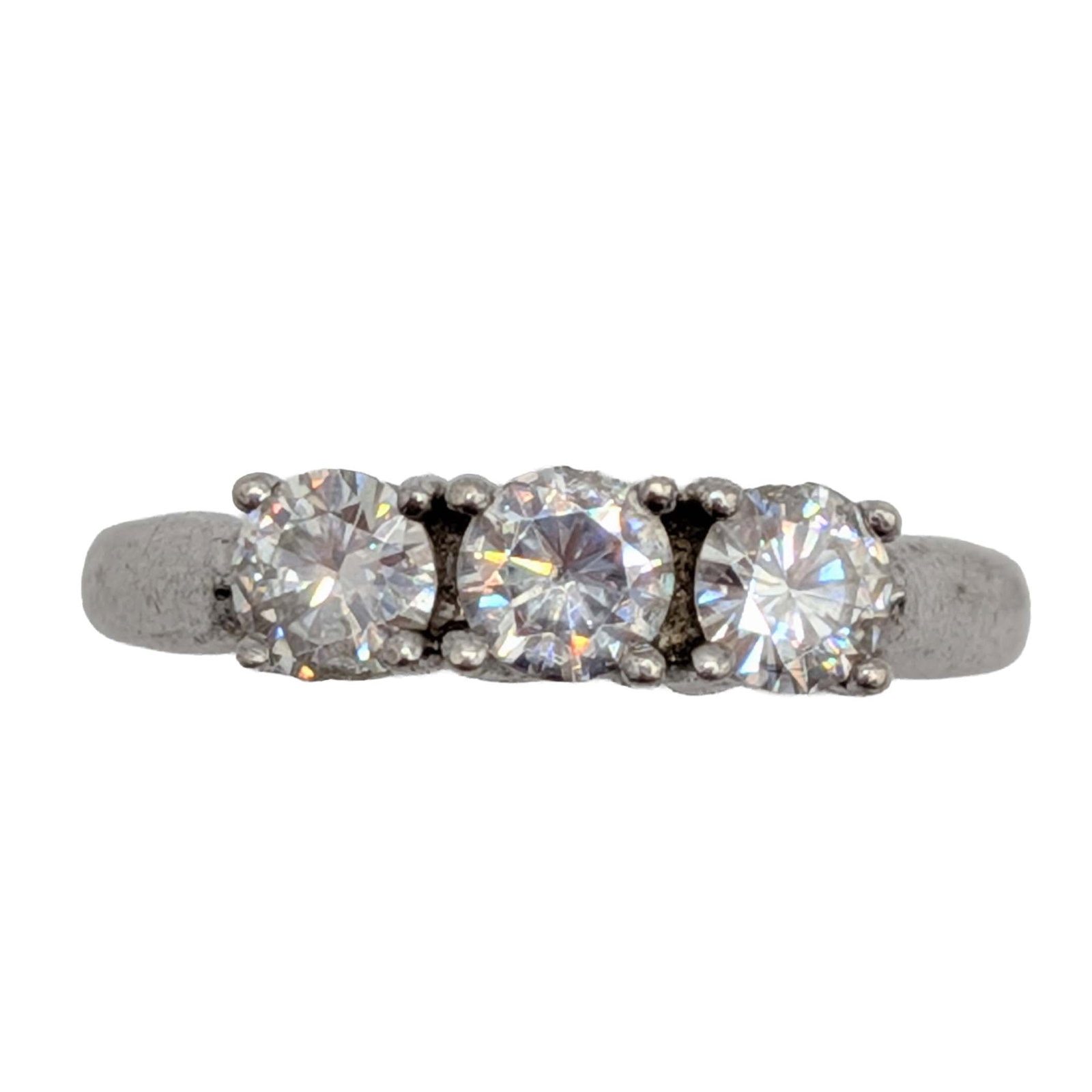 Charles & Colvard Sterling Silver Diamond Trilogy Ring Size 8.25 (1 of 6)