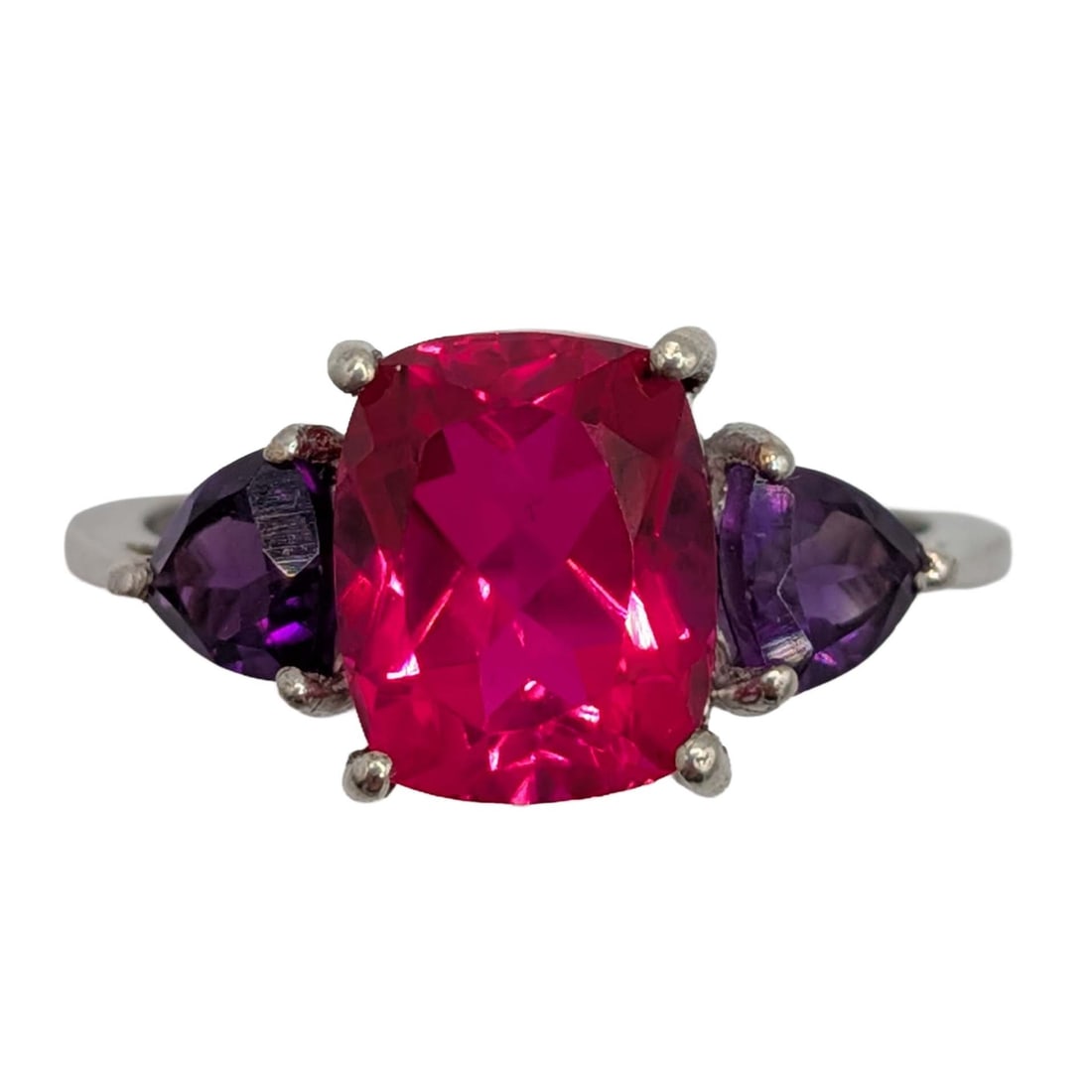 Signed Gold Over Sterling Silver Tourmaline Amethyst Ring Size 9.25 (1 of 4)