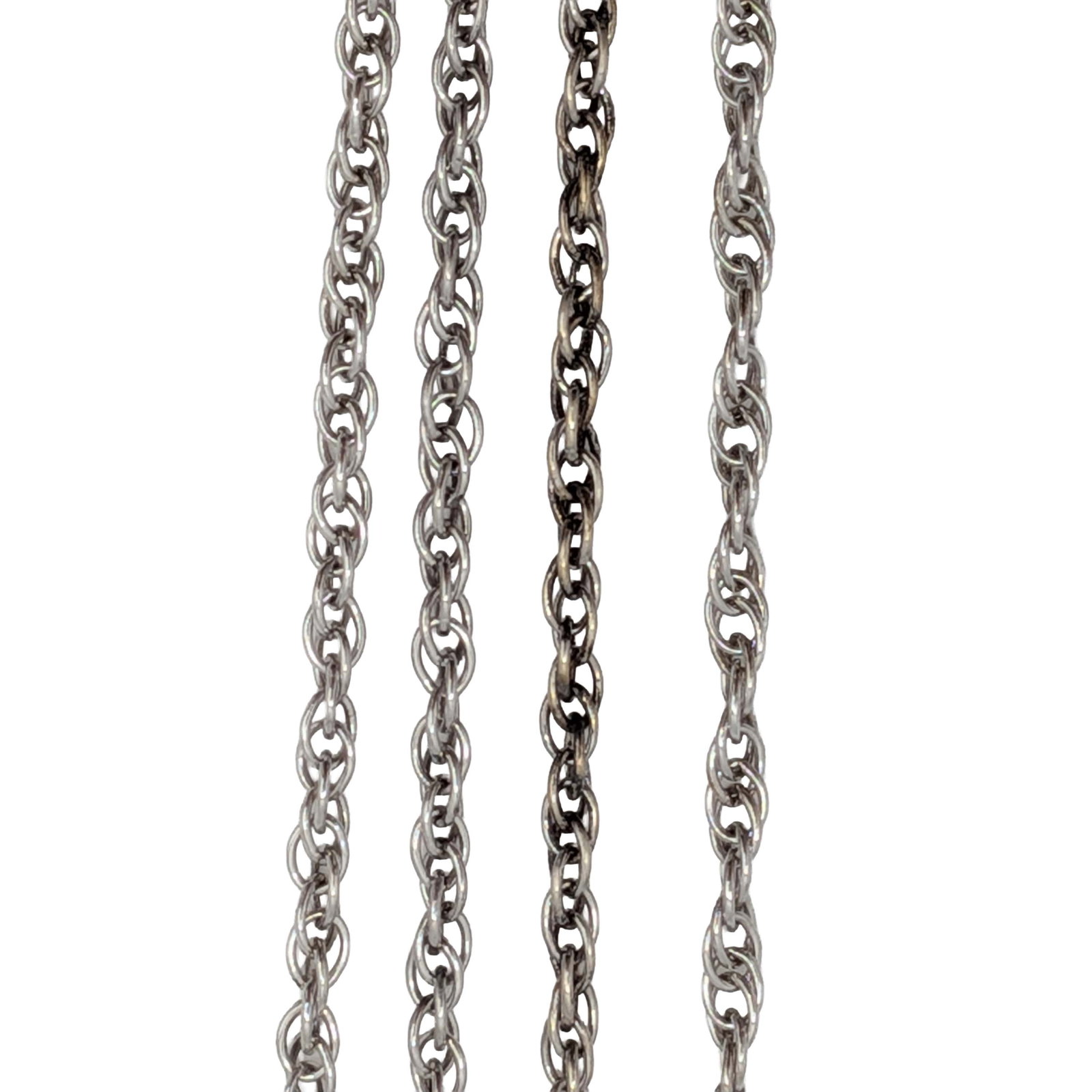 Sterling Silver Rope Chain Necklace: Sterling Silver 2mm Rope Chain Necklace. 22in Length. Signed 925. 4g