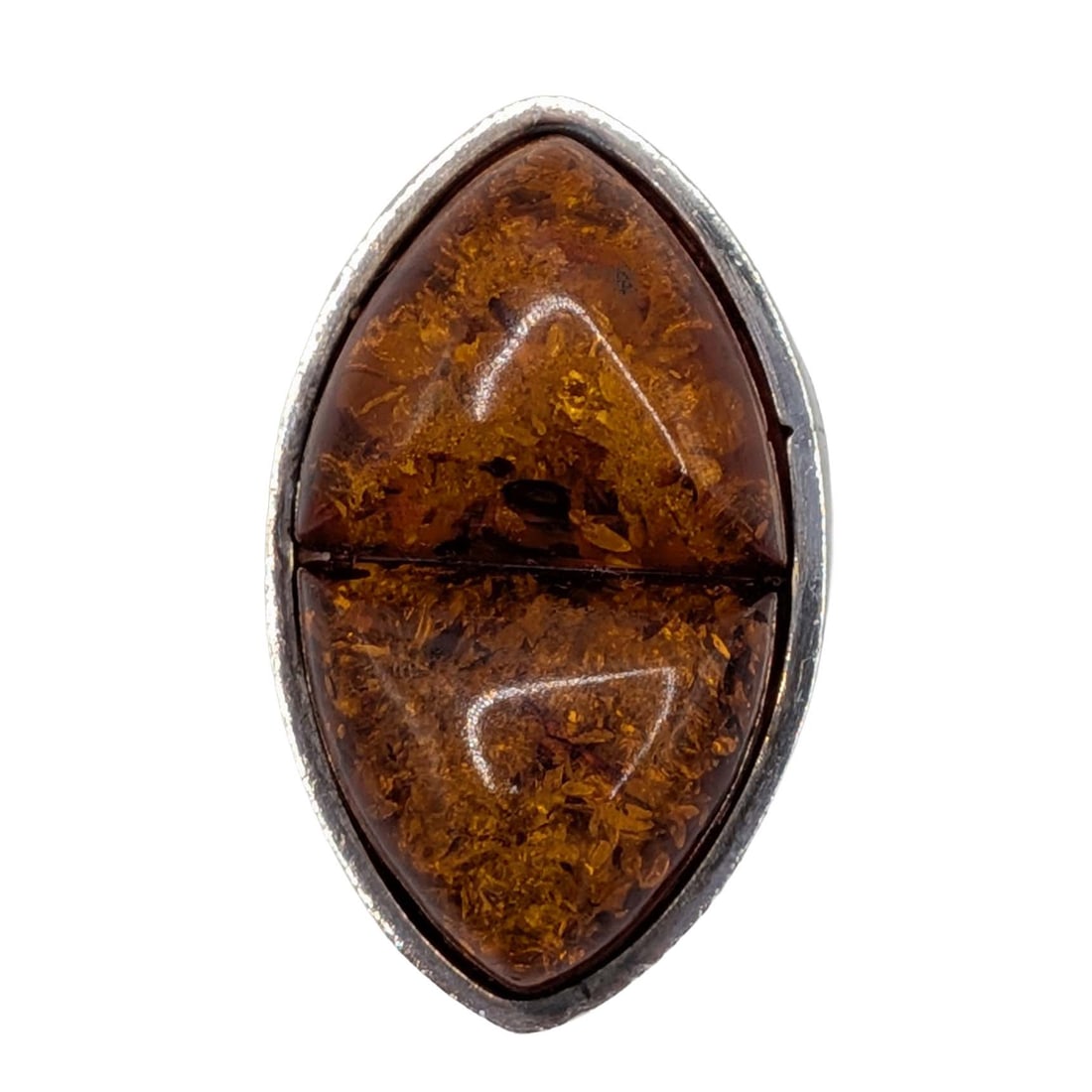 Sterling Silver Amber Double Cabochon Ring Size 7: Sterling Silver, Amber Double Cabochon Ring. Size 7. Signed 925. 11.4g