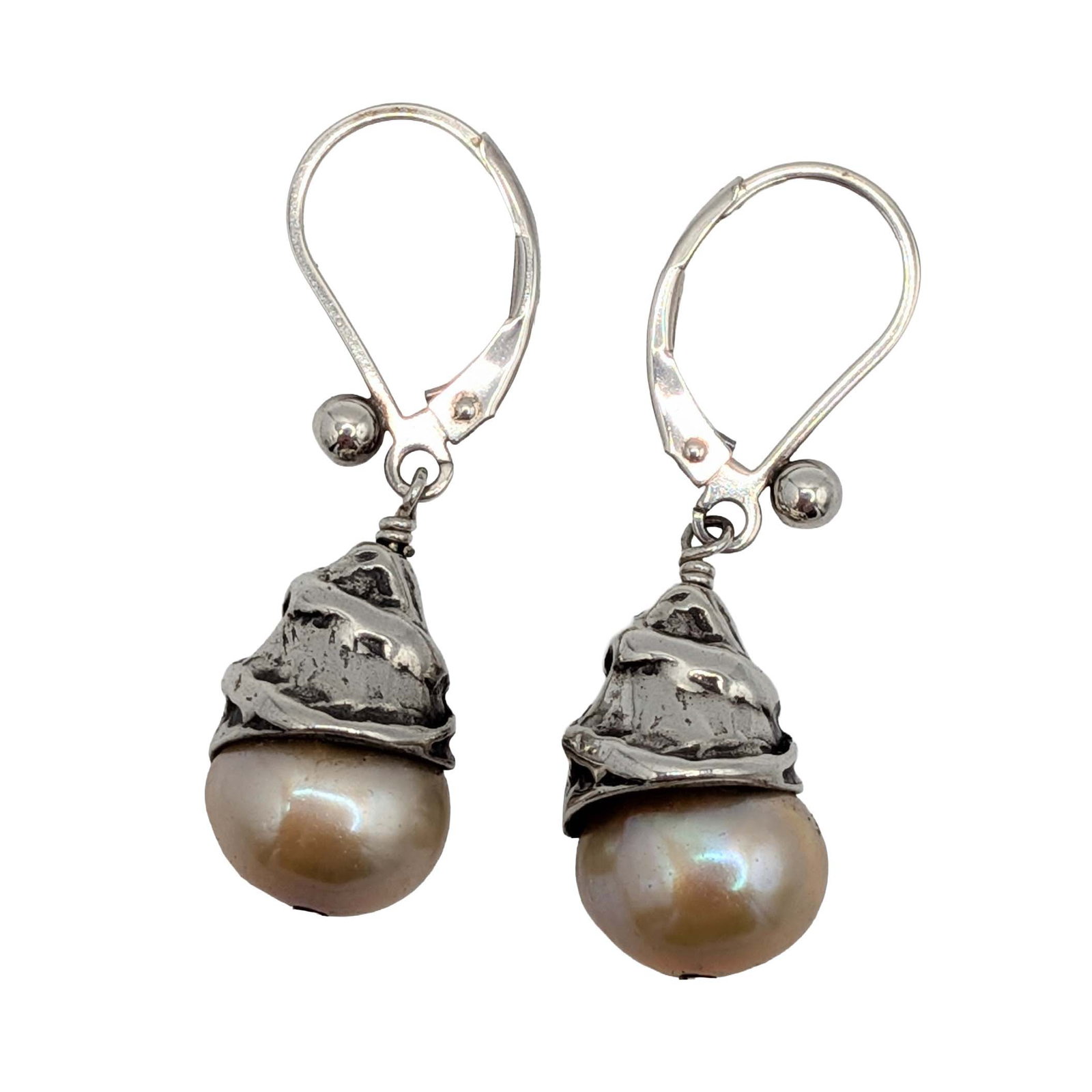 Signed Sterling Silver Baroque Pearl Dangle Earrings: Signed Sterling Silver, Baroque Pearl Dangle Earrings. Signed 925 64. 5.5g