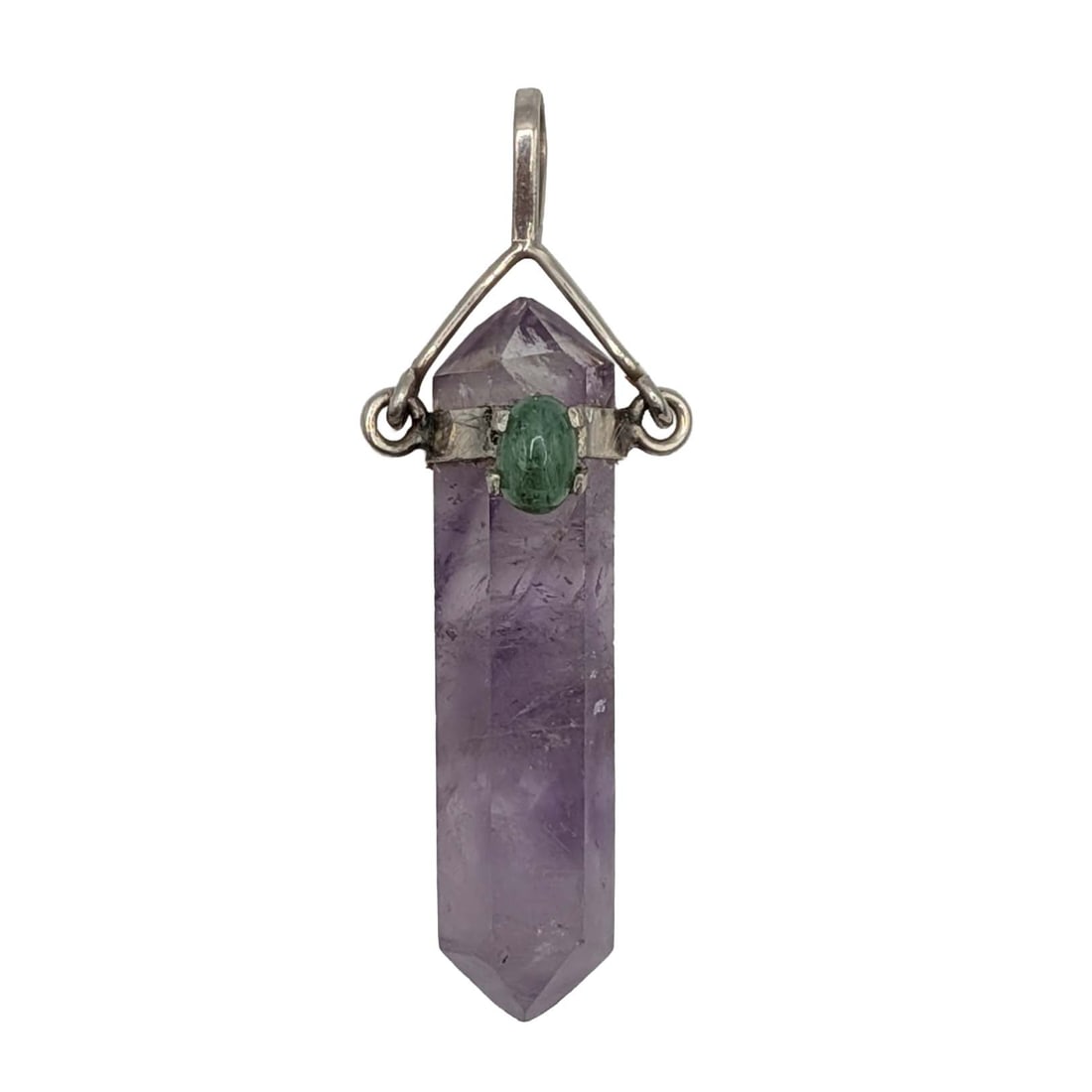 Sterling Silver Amethyst Crystal Emerald Pendant (1 of 3)
