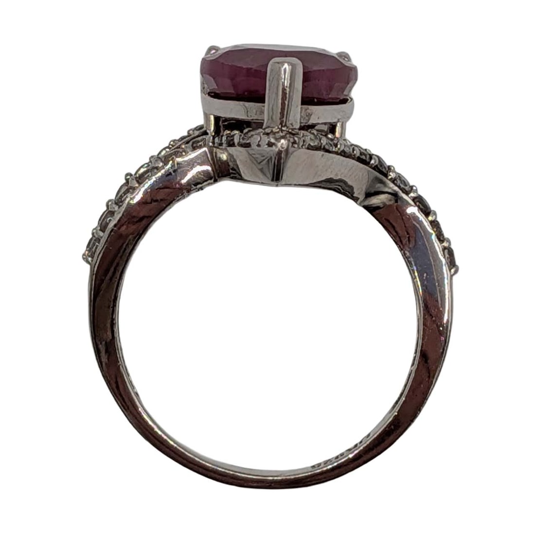Signed Sterling Silver Ruby Spinel Swirl Ring Size 9.25 - 3