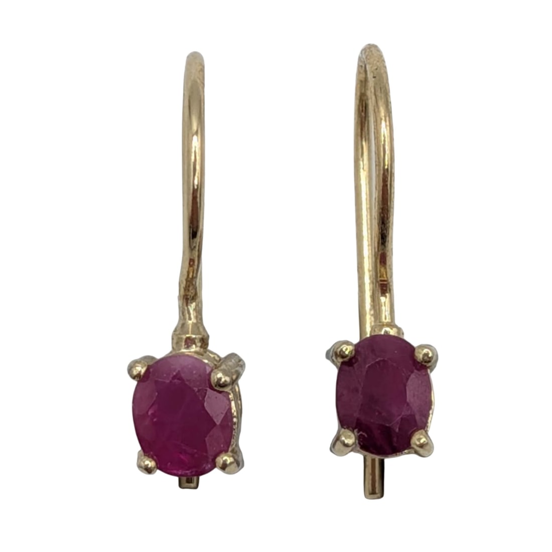 Gold Over Sterling Silver Oval Ruby Drop Earrings (1 of 3)