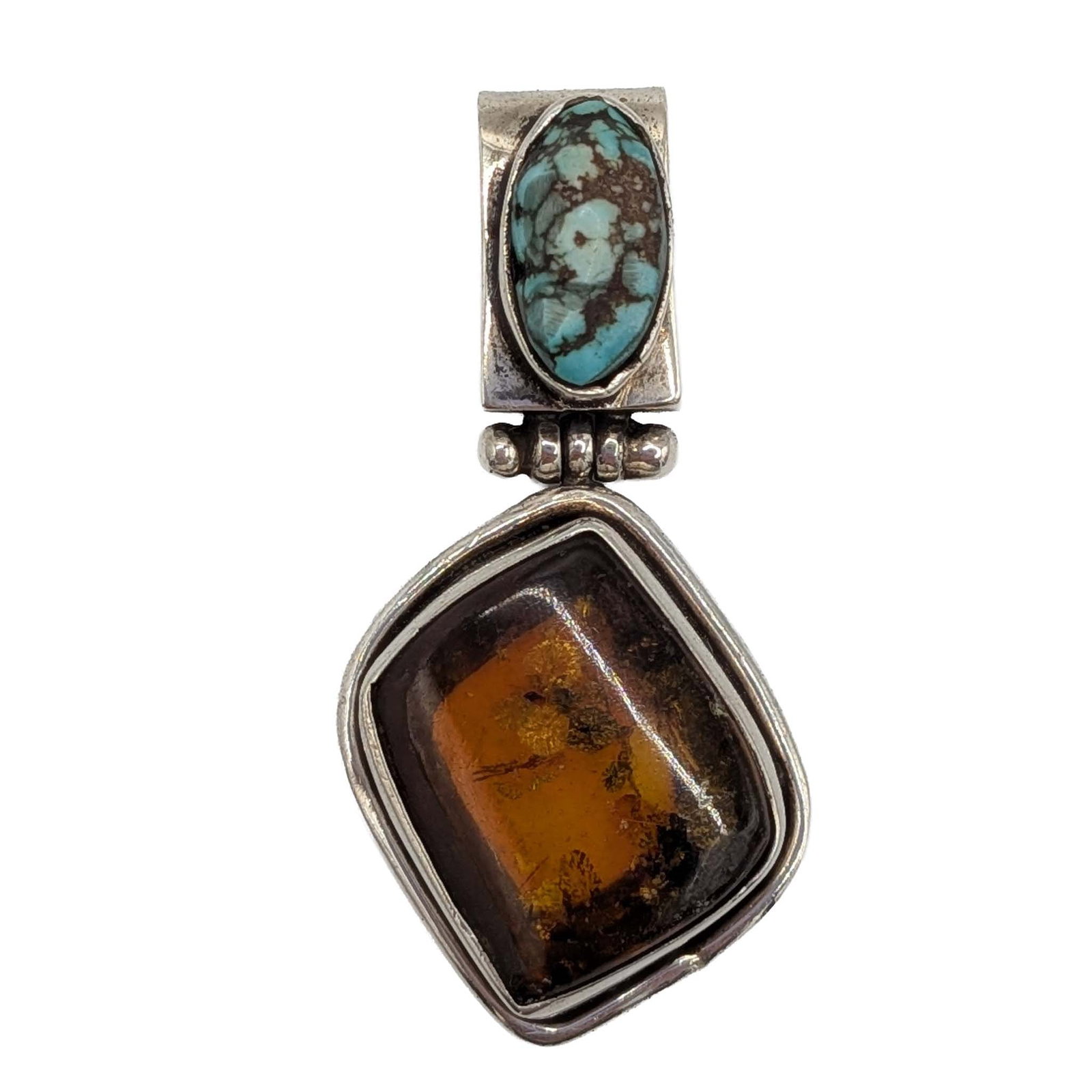 Sterling Silver Amber Turquoise Pendant (1 of 4)