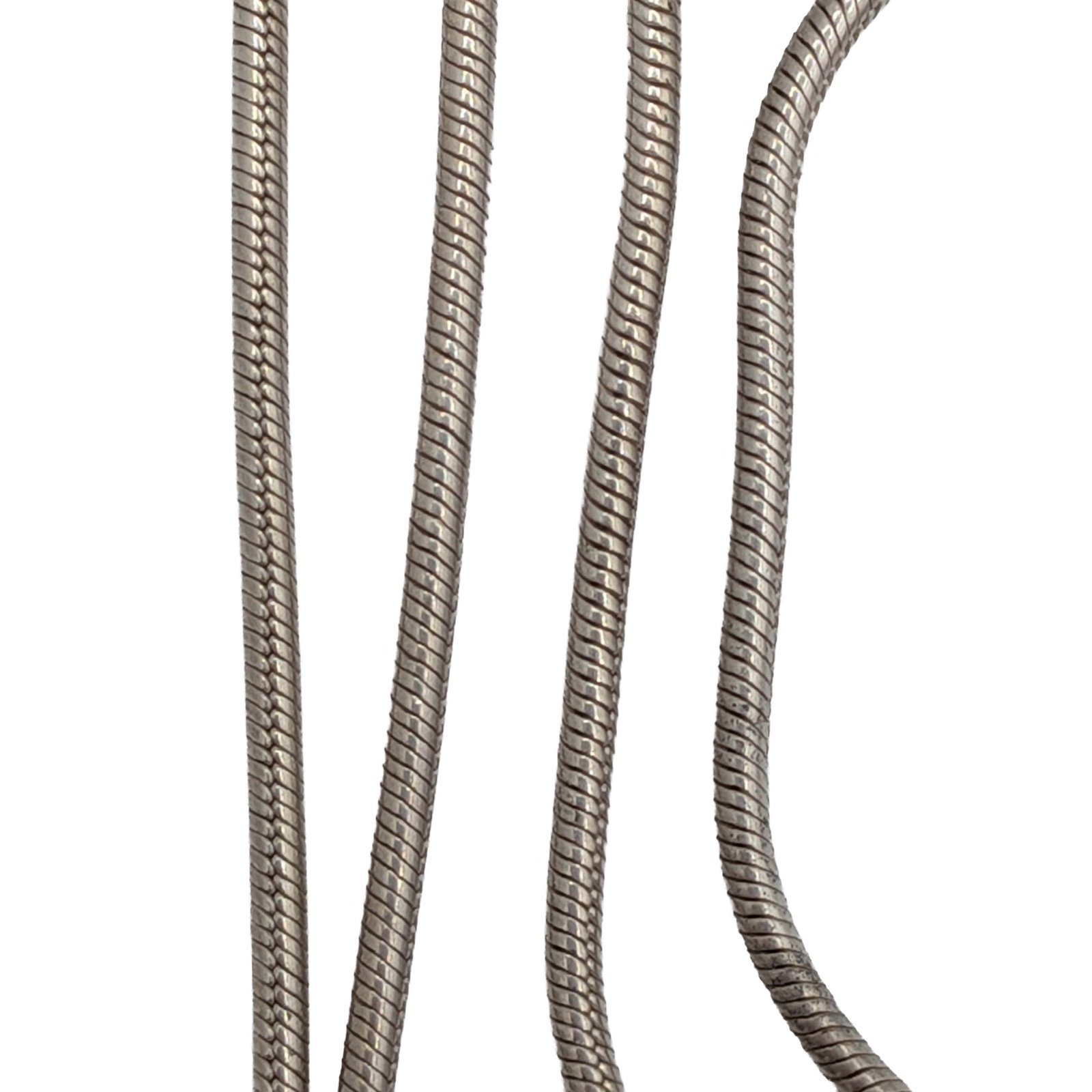 Signed Italy Sterling Silver Snake Chain Necklace: Signed Italy Sterling Silver 2mm Snake Chain Necklace. 16.5in Length. Signed PR stacked xx 925 Italy. 7.9g