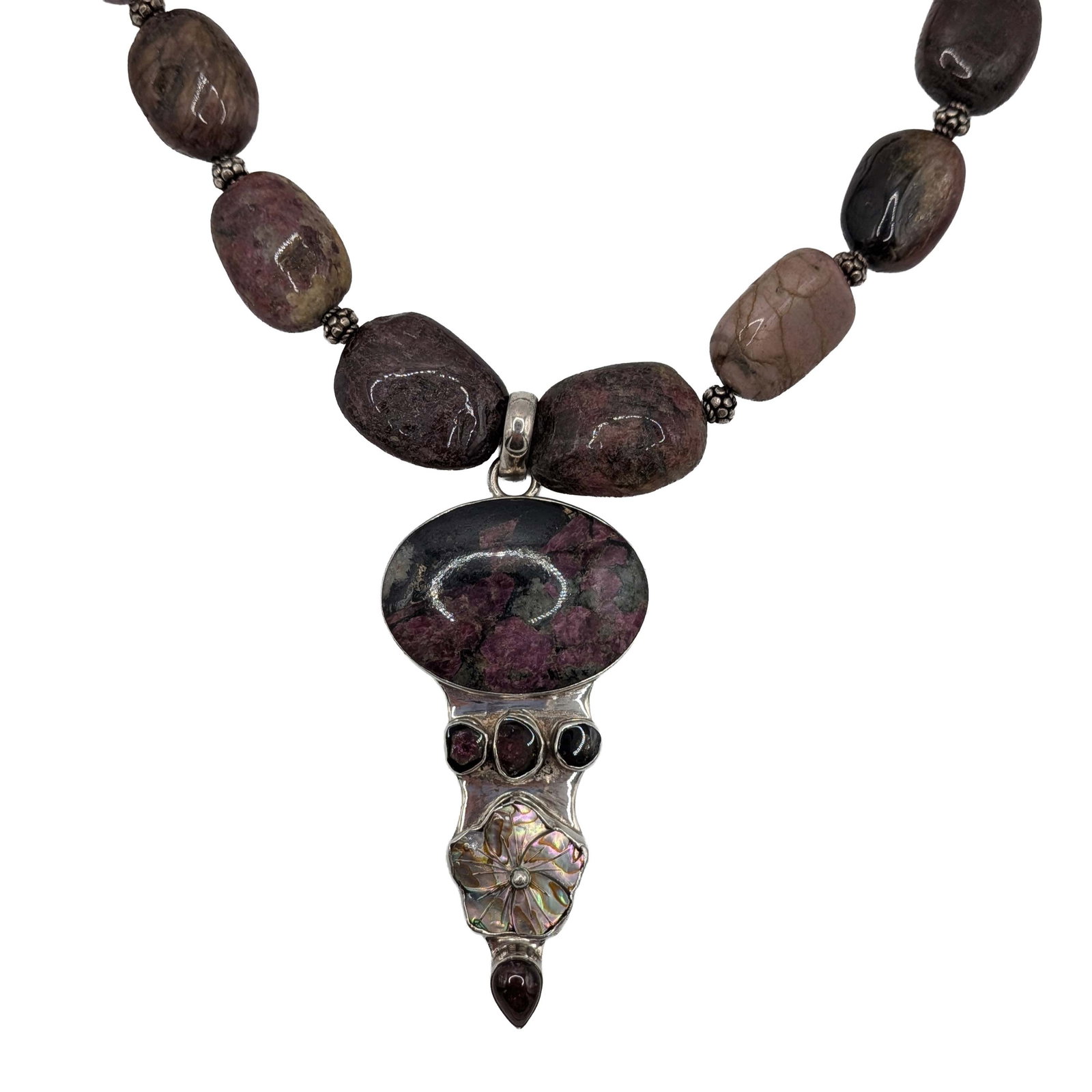 Signed Sterling Silver Multi-Stone Necklace (1 of 4)
