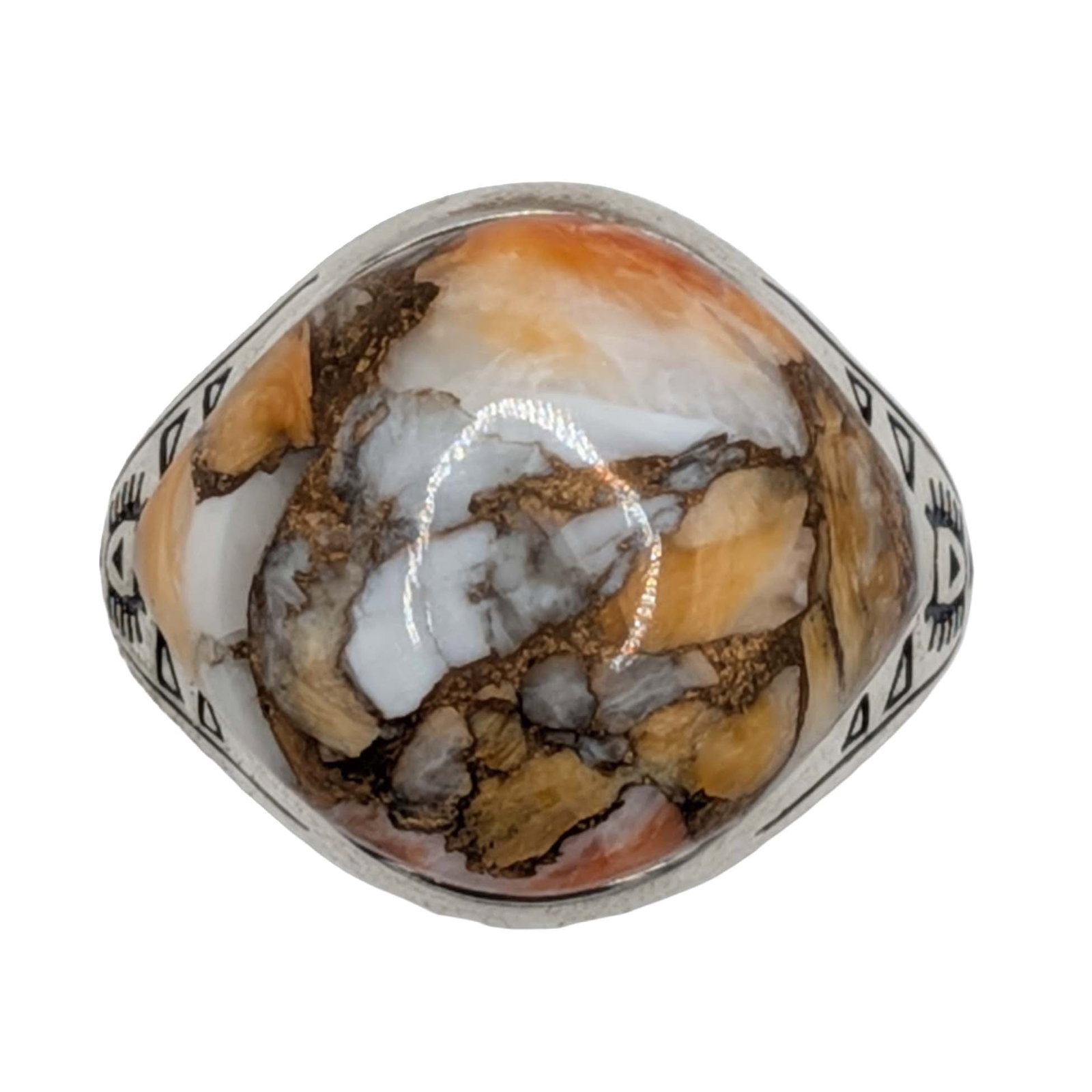 Southwest Sterling Silver Spiny Mojave Stamped Ring Size 12.5: Sterling Silver, Spiny Mojave Turquoise Stamped Ring. Size 12.5. Signed 925. 9.8g