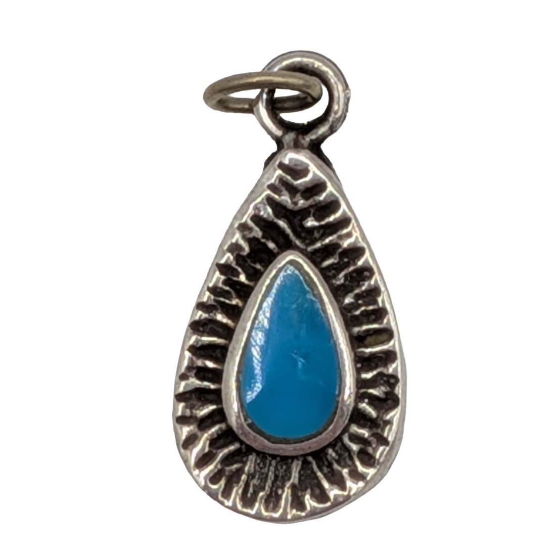 Sterling Silver Turquoise Stacked Teardrop Pendant: Sterling Silver, Turquoise Stacked Teardrop Pendant. 2.1g