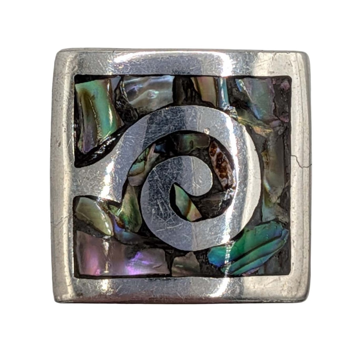 Signed Southwest Sterling Silver Abalone Inlay Swirl Ring Size 6: Signed Sterling Silver, Abalone Inlay Swirl Ring. Size 6. Signed 925 circled feather. 5.6g