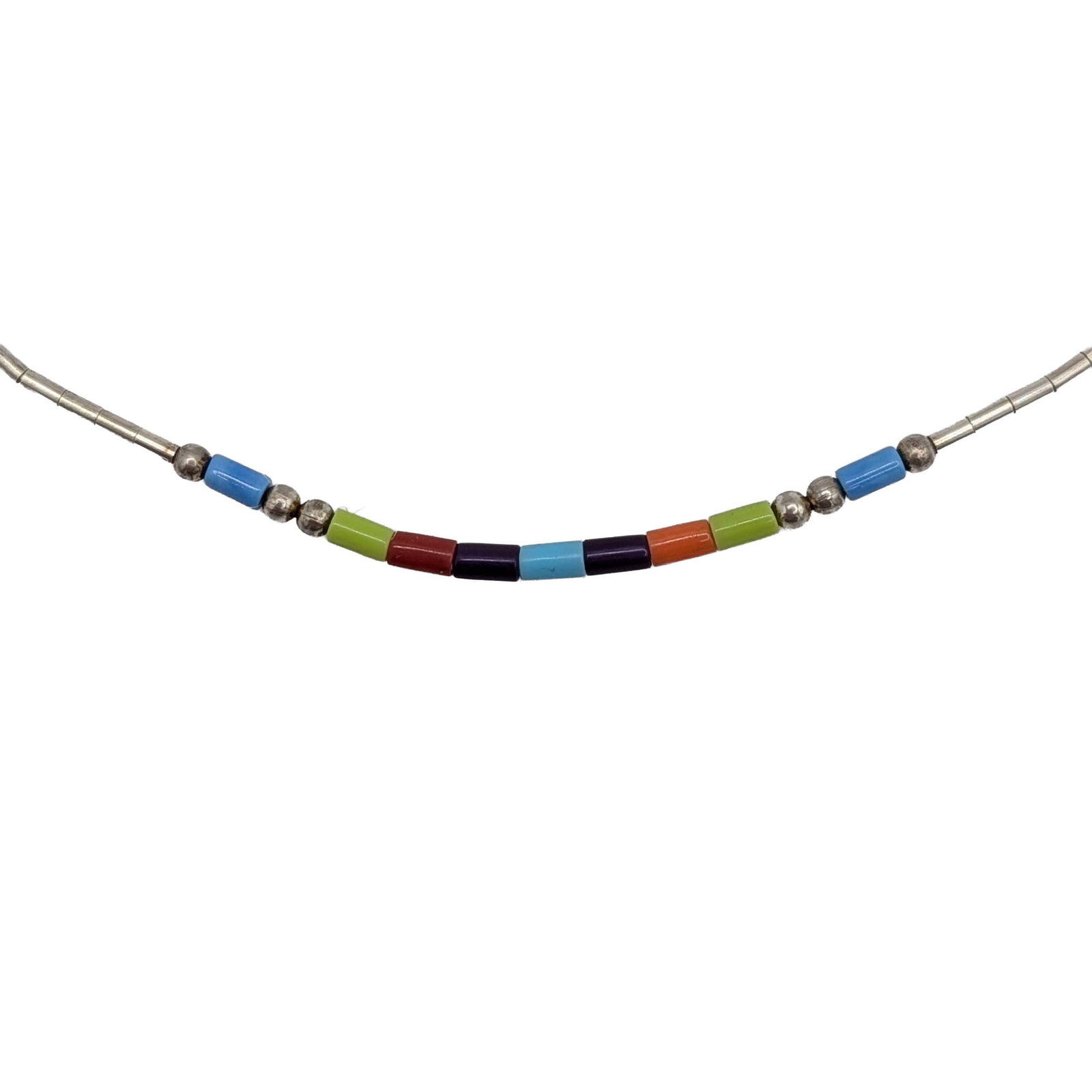 Southwest Sterling Liquid Silver Glass Beaded Anklet: Southwest Sterling Liquid Silver, Glass Beaded Anklet. 10in Length. 1.5g