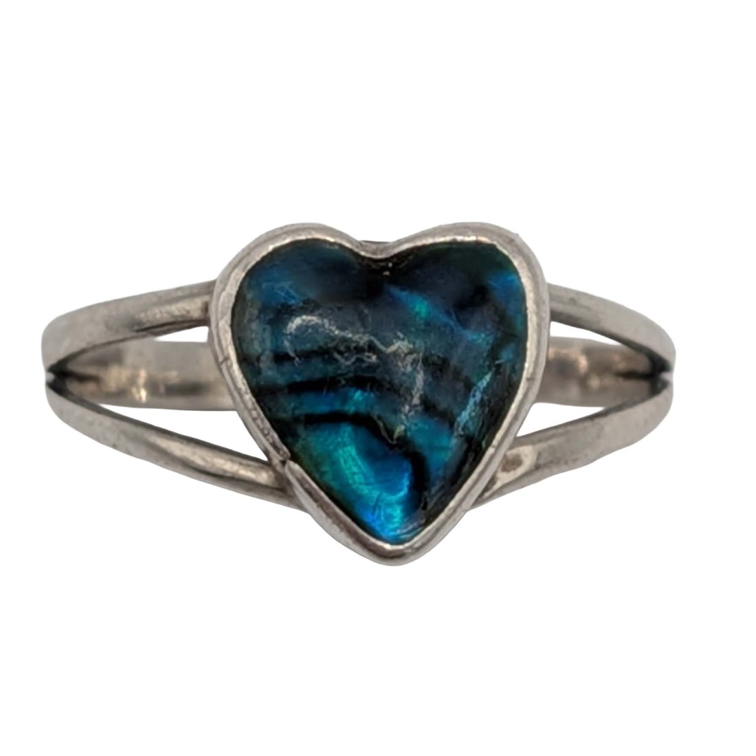 Southwest Sterling Silver Abalone Heart Ring Size 5 (1 of 4)