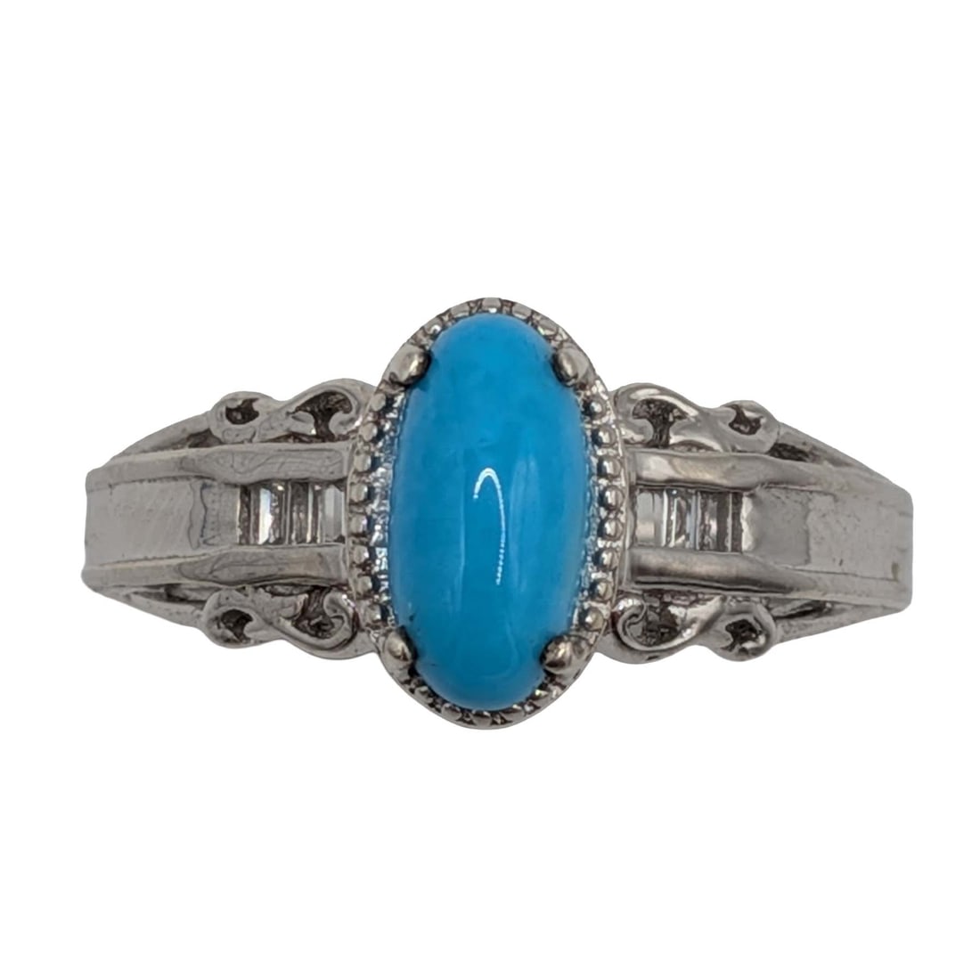 Signed Sterling Silver Turquoise Spinel Ring Size 7.25 (1 of 4)