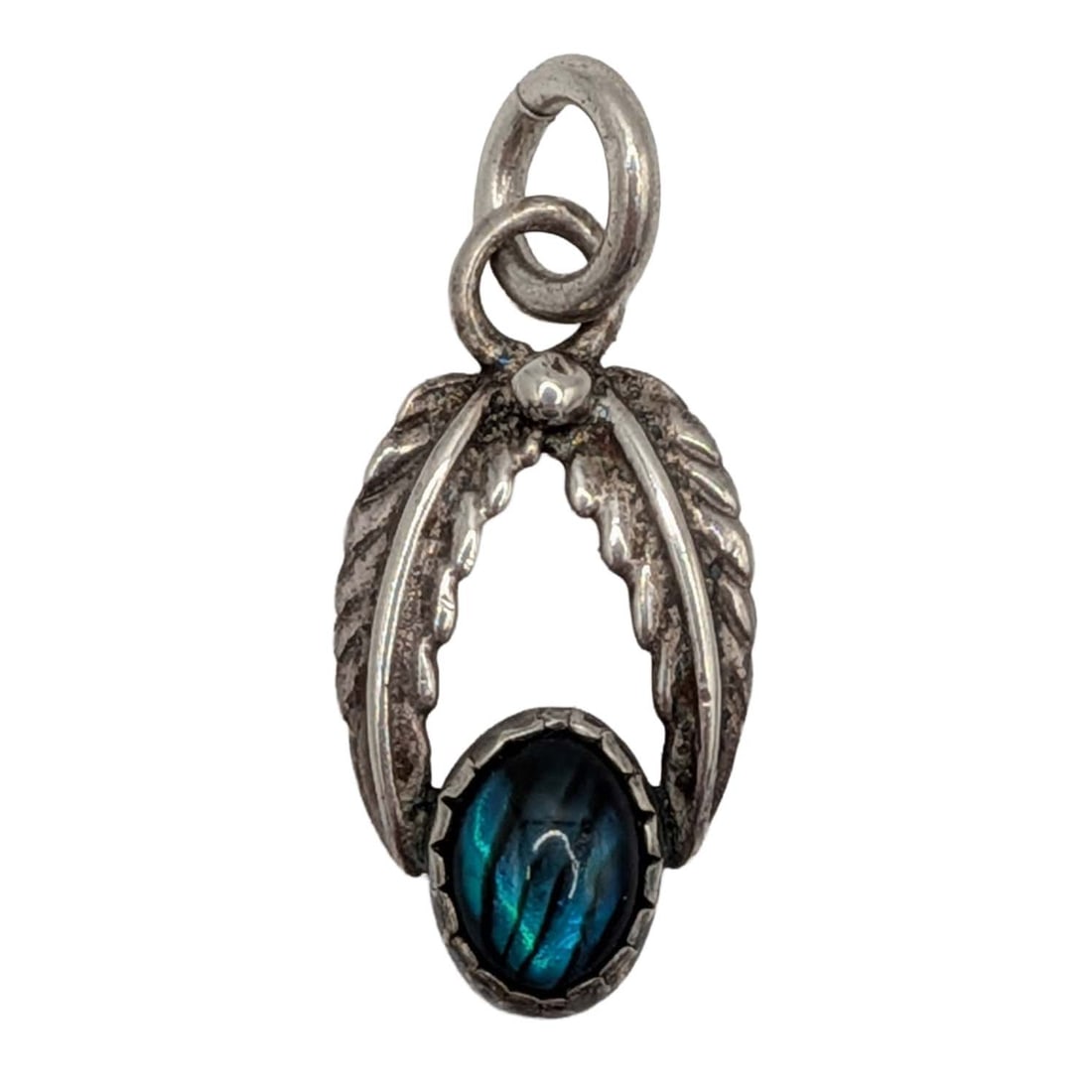 Southwest Sterling Silver Abalone Feather Pendant (1 of 3)