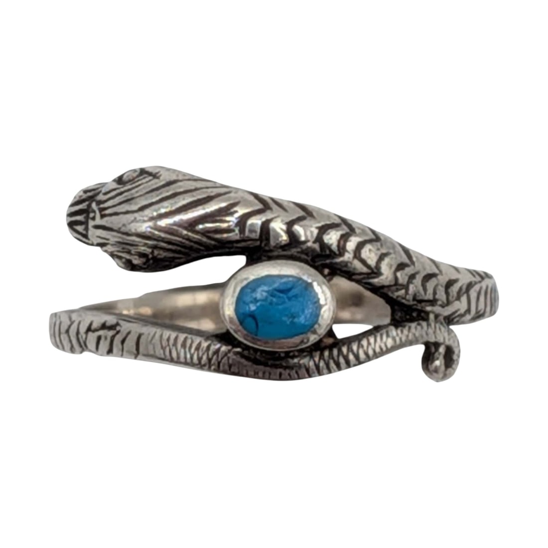 Sterling Silver Turquoise Oval Snake Ring Size 5 (1 of 4)