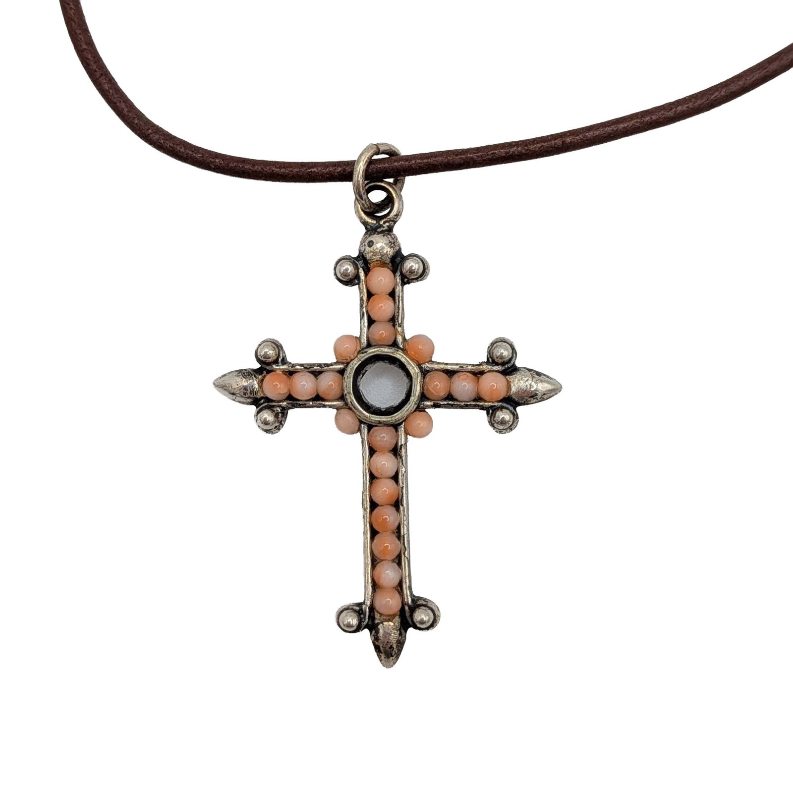 Signed Sterling Silver Studded Cross Necklace (1 of 4)