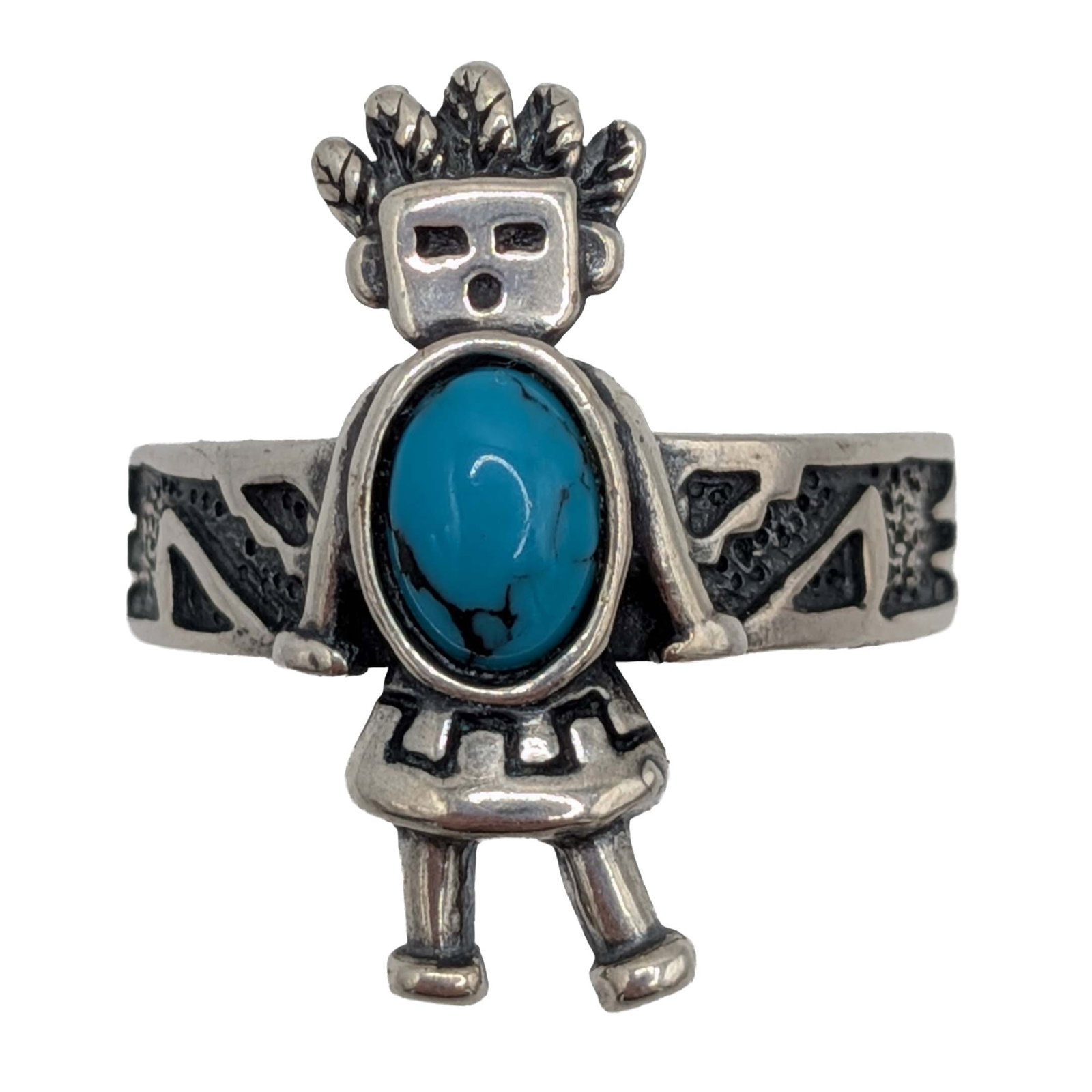 Carolyn Pollack Sterling Silver Turquoise Kachina Ring Size 9.25: Carolyn Pollack Sterling Silver, Turquoise Kachina Ring. Size 9.25. Signed CP Ster. 6.3g