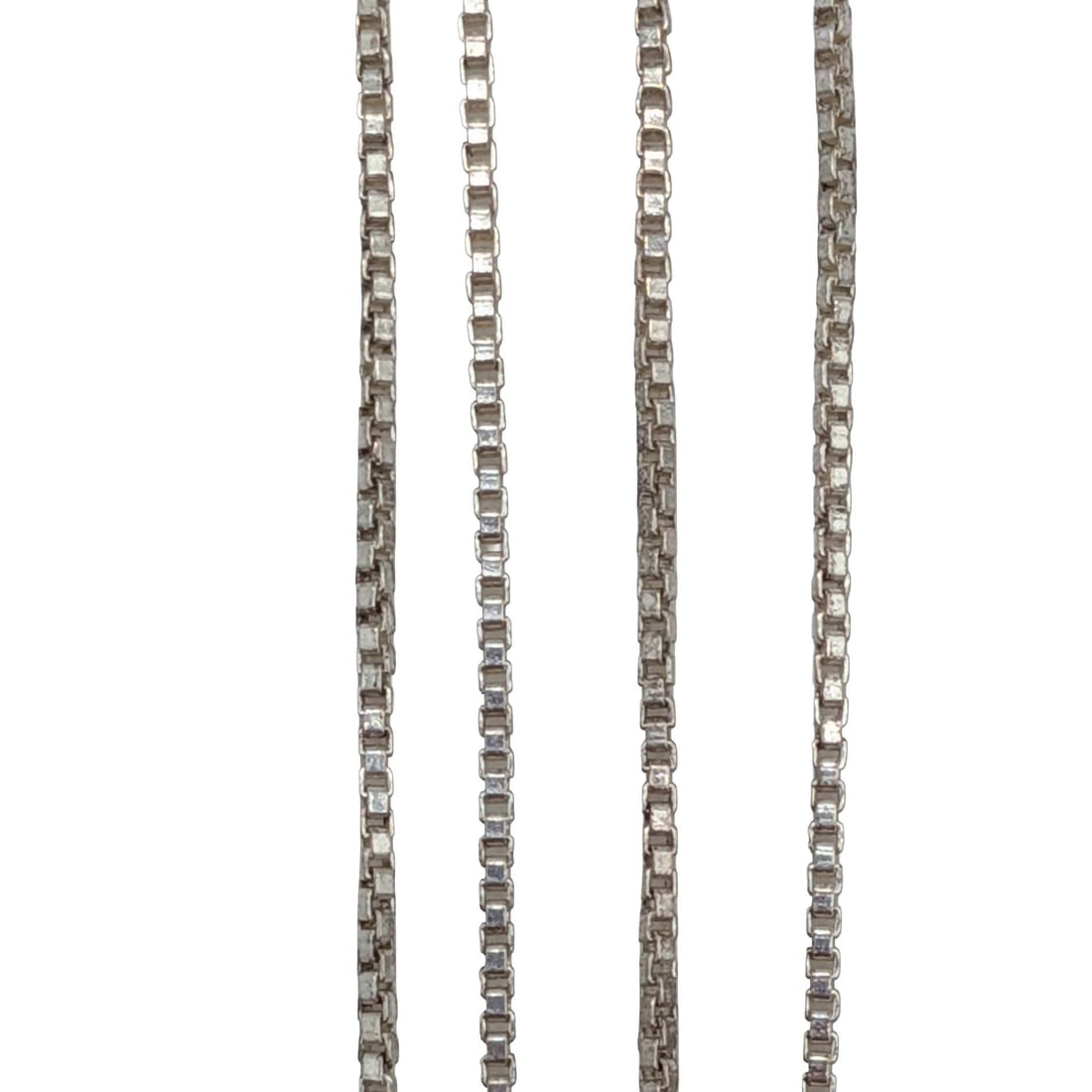 Signed Italy Sterling Silver Box Chain Necklace: Signed Italy Sterling Silver 1mm Box Chain Necklace. 20in Length. Signed 925 Italy HAN. 2g