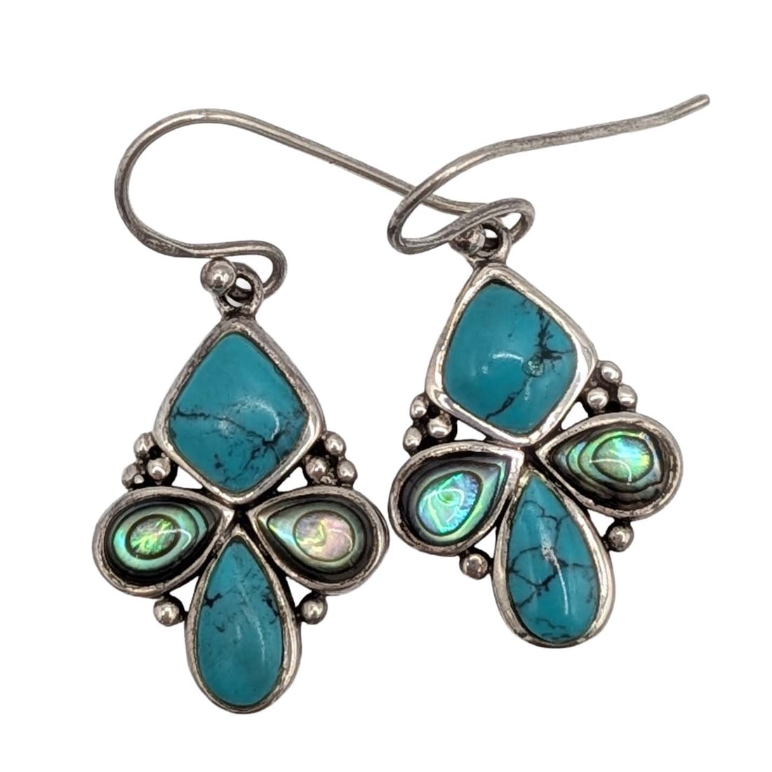 Barse Sterling Silver Turquoise Abalone Dangle Earrings (1 of 3)