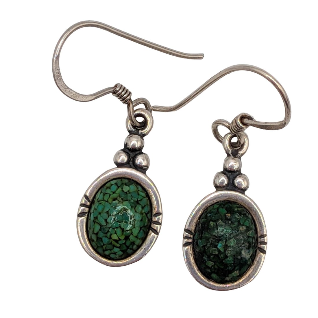 Carolyn Pollack Sterling Silver Crushed Turquoise Dangle Earrings (1 of 3)