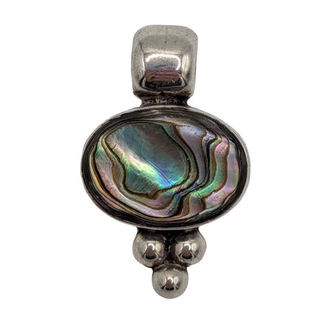 Athra Trading Mexico Sterling Silver Abalone Oval Slide Pendant (1 of 3)