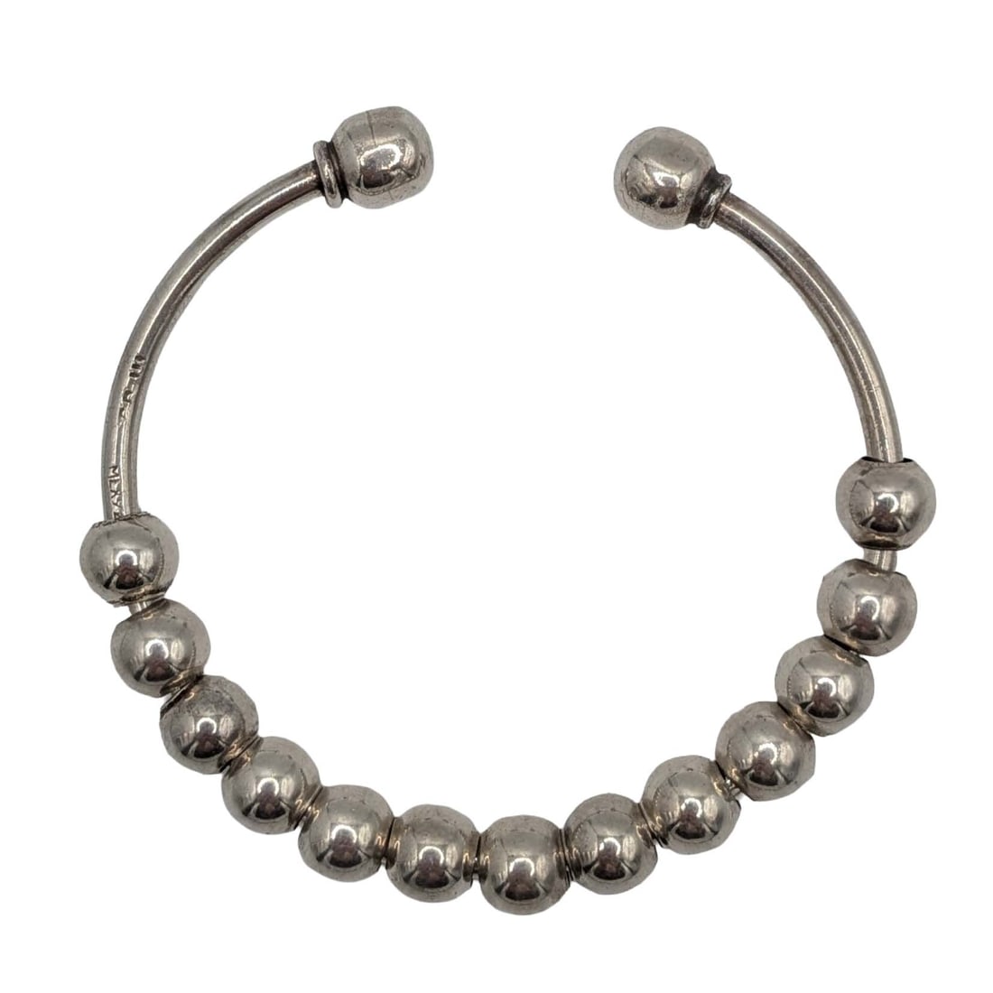 Taxco Mexico Sterling Silver Beaded Charm Cuff Bracelet (1 of 4)